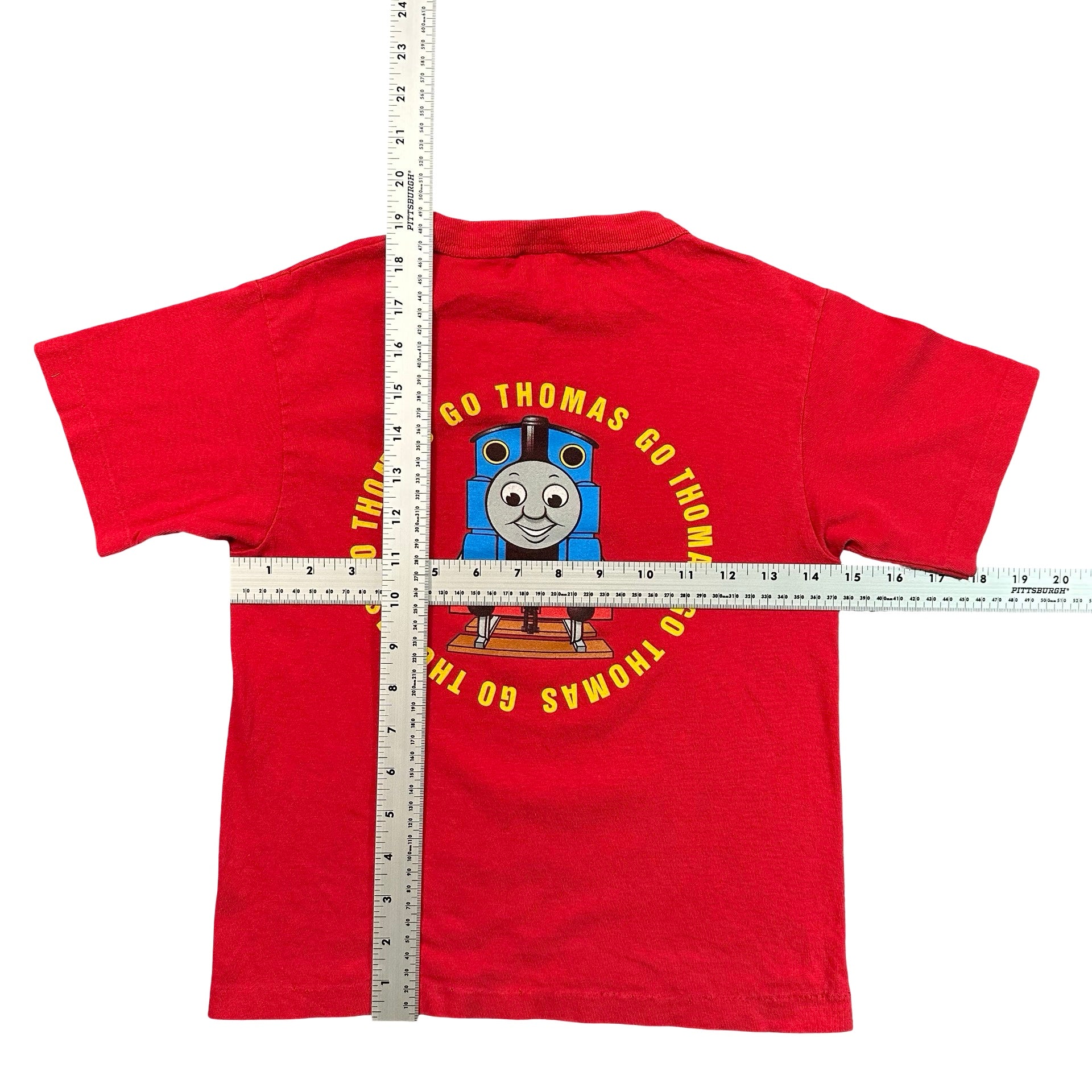 Vintage 1999 Thomas the Tank Engine Go Thomas T-Shirt Red Made in USA Kids 7