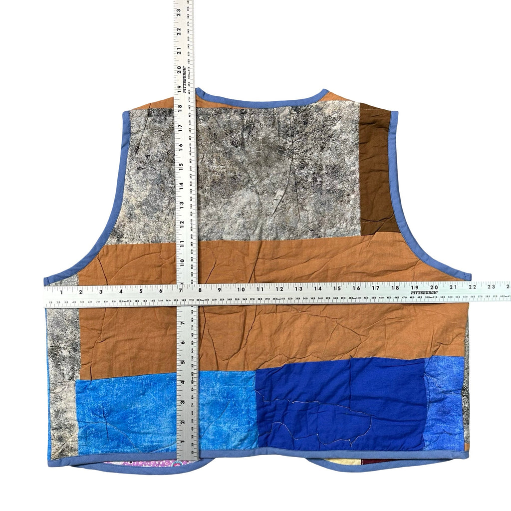 Copper and Cobalt Crazy Quilt M vest rework - tape measure