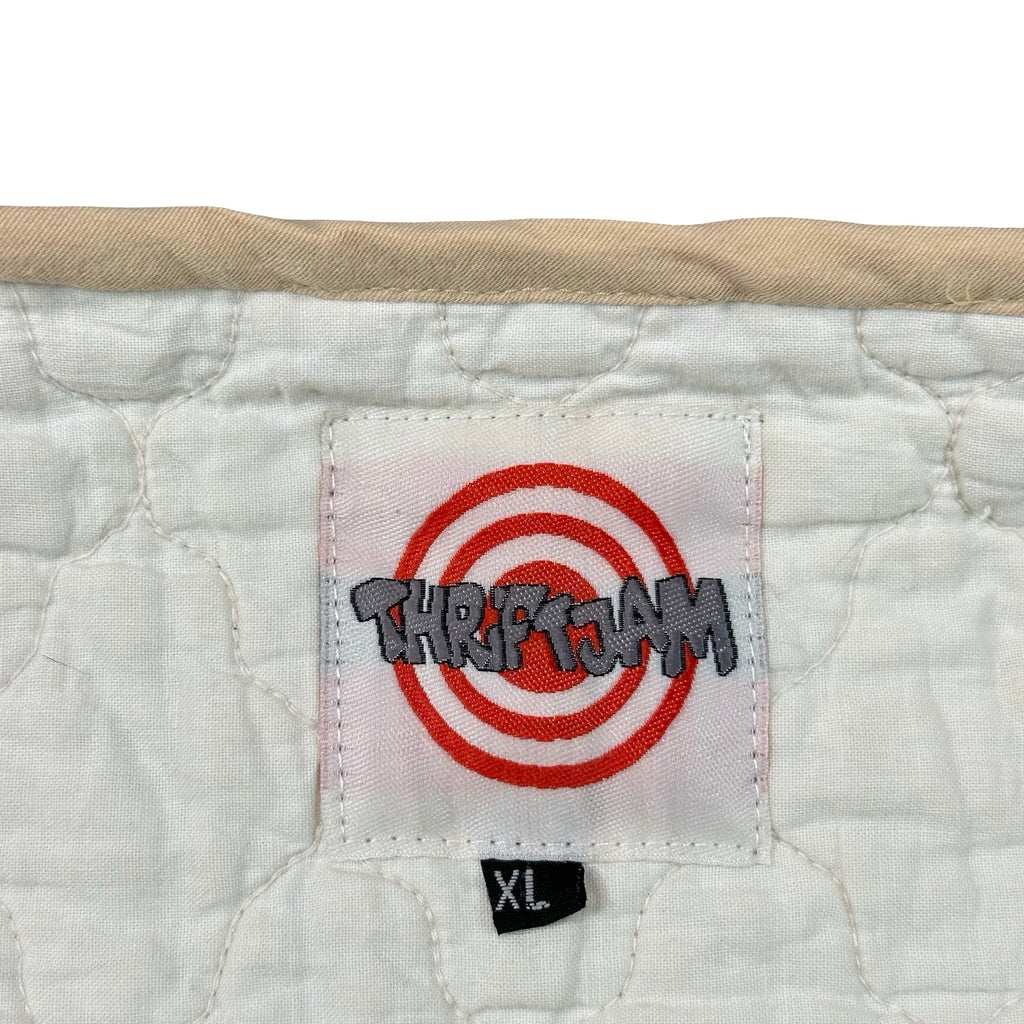 Sage Embroidered Wedding Ring XL quilted vest rework, ThriftJam size XL label
