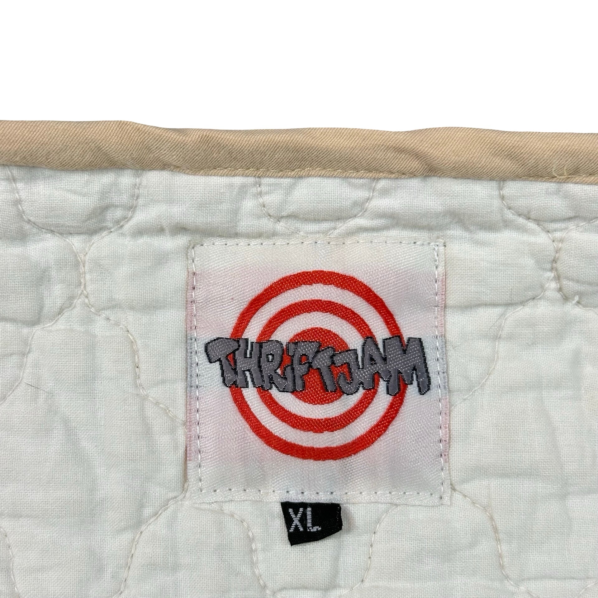 Sage Embroidered Wedding Ring XL quilted vest rework, ThriftJam size XL label