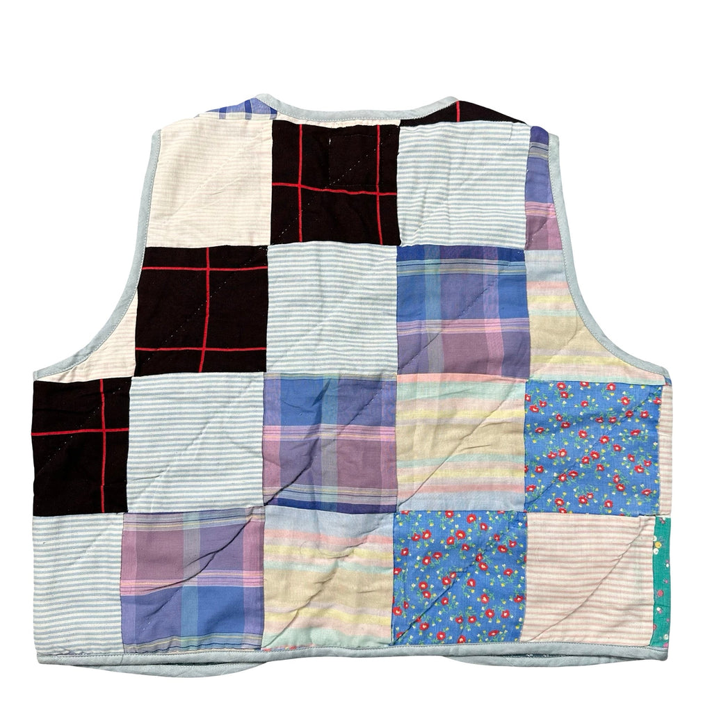 Homespun Plaid M quilted vest rework - back