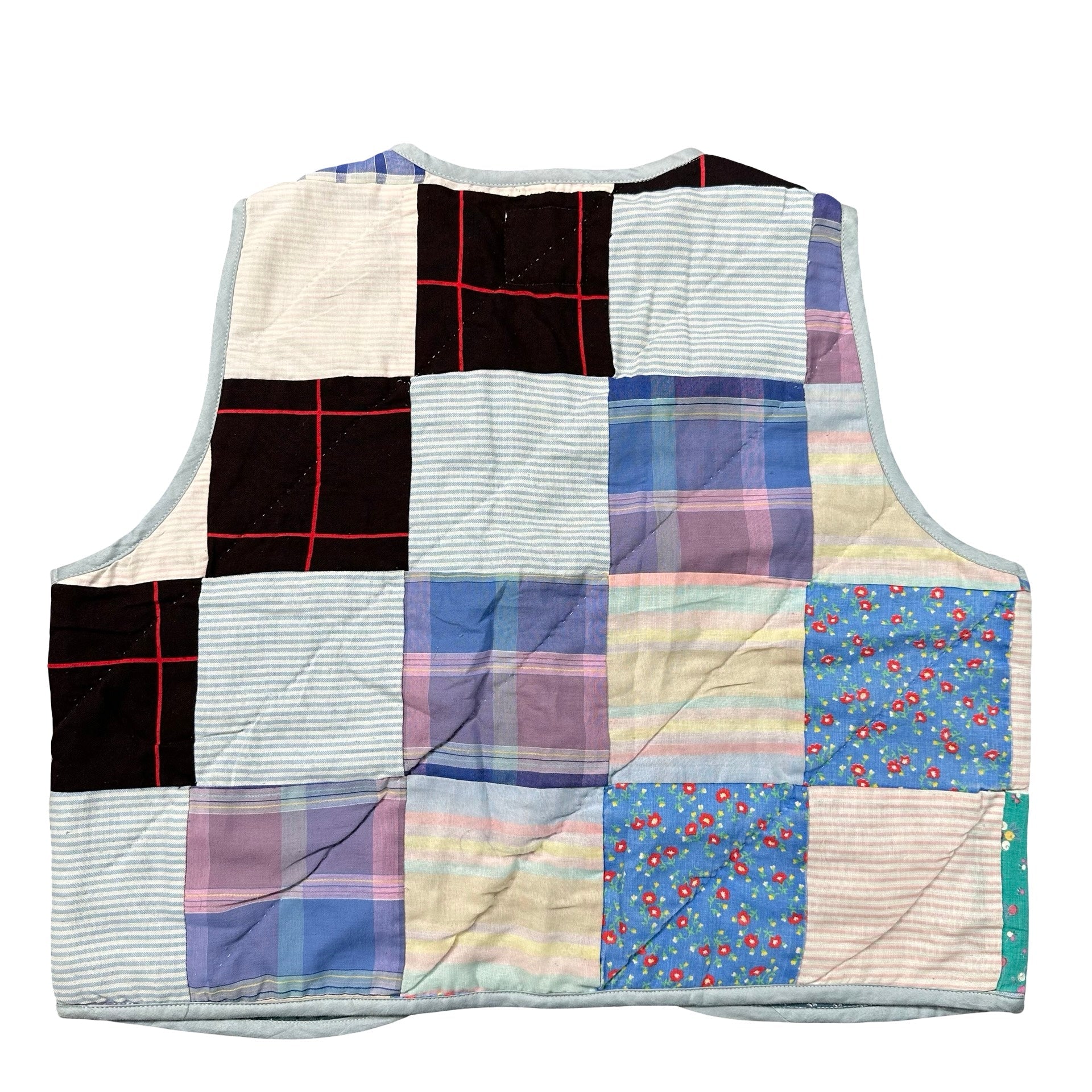 Homespun Plaid M quilted vest rework - back
