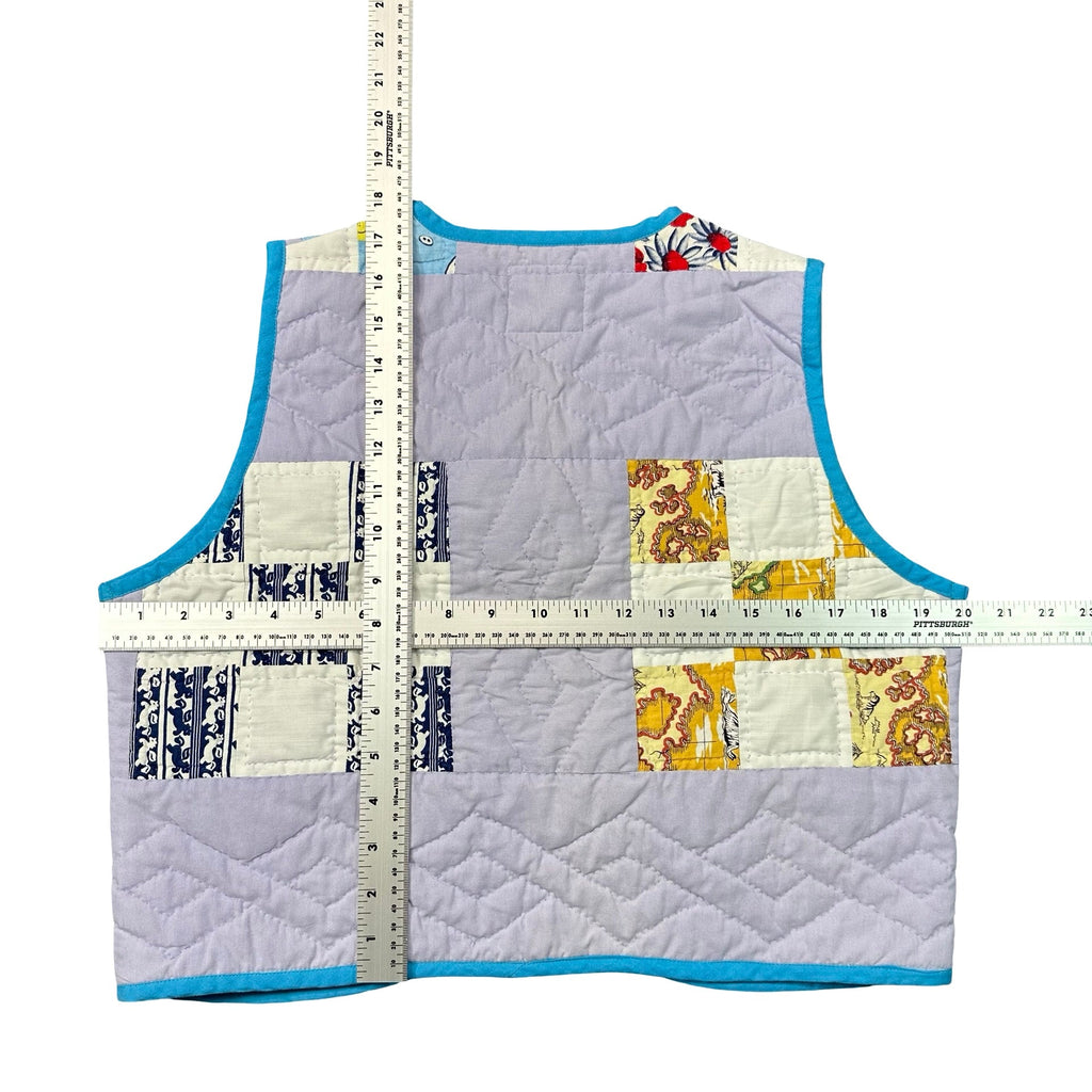 Lavender Nine Patch S quilted vest rework - tape measure