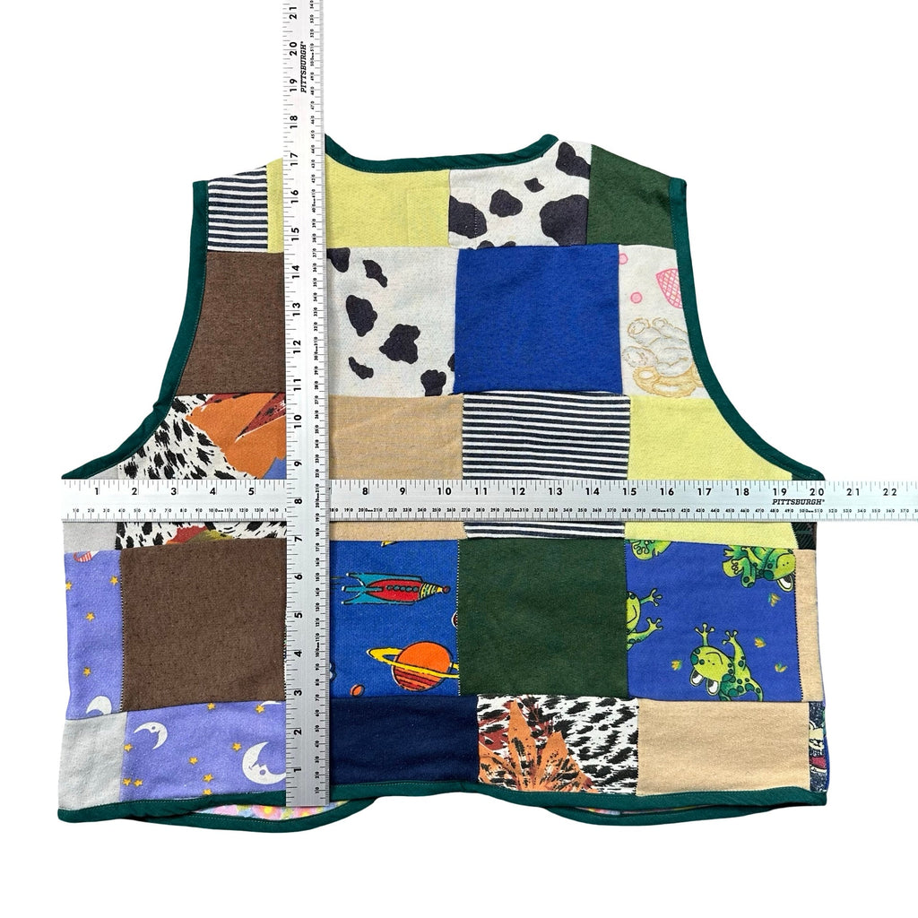 Attic Scrap Patchwork XS quilted vest rework - tape measure