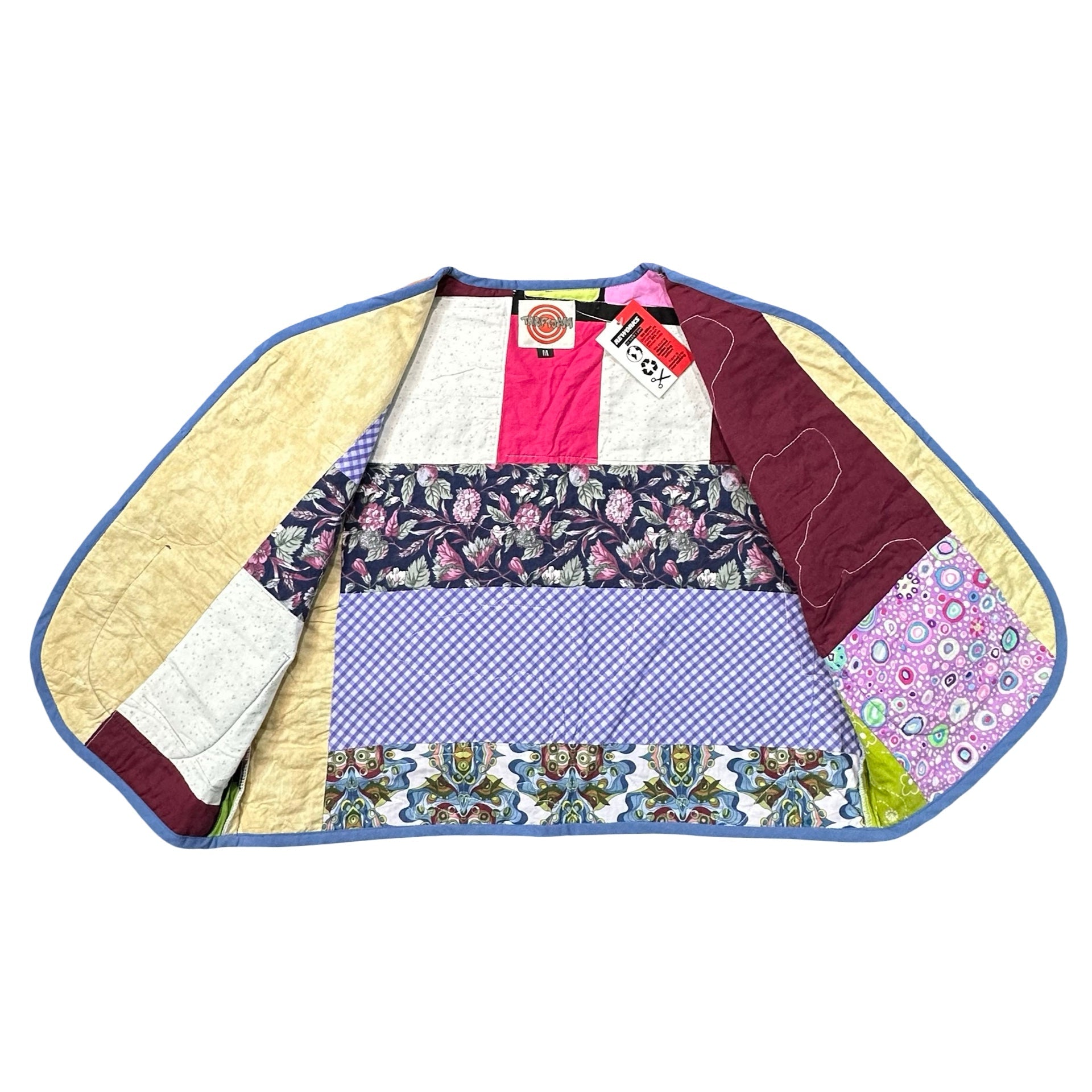 Copper and Cobalt Crazy Quilt M vest rework - lining