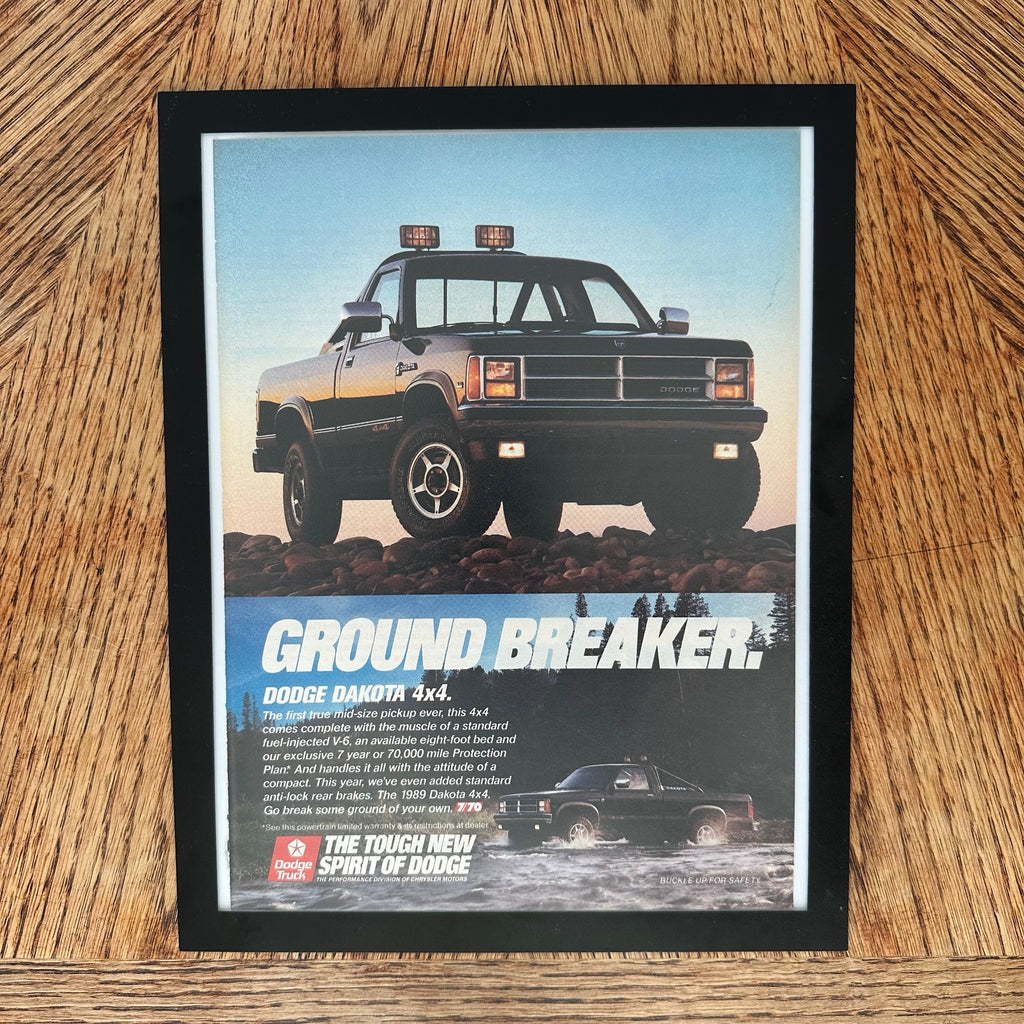 Dodge Dakota 4x4 Ground Breaker 1989 Framed Vintage Magazine Ad