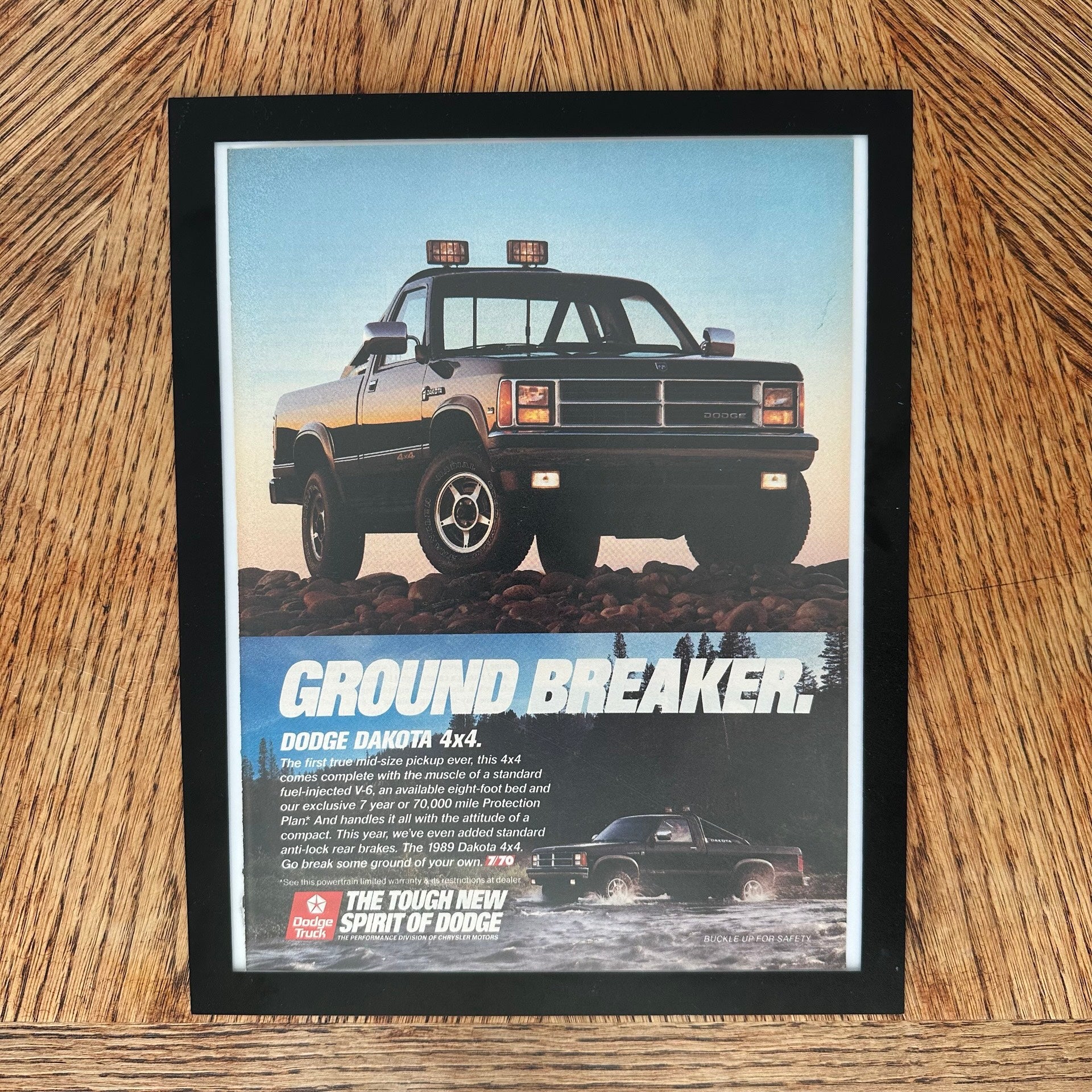 Dodge Dakota 4x4 Ground Breaker 1989 Framed Vintage Magazine Ad