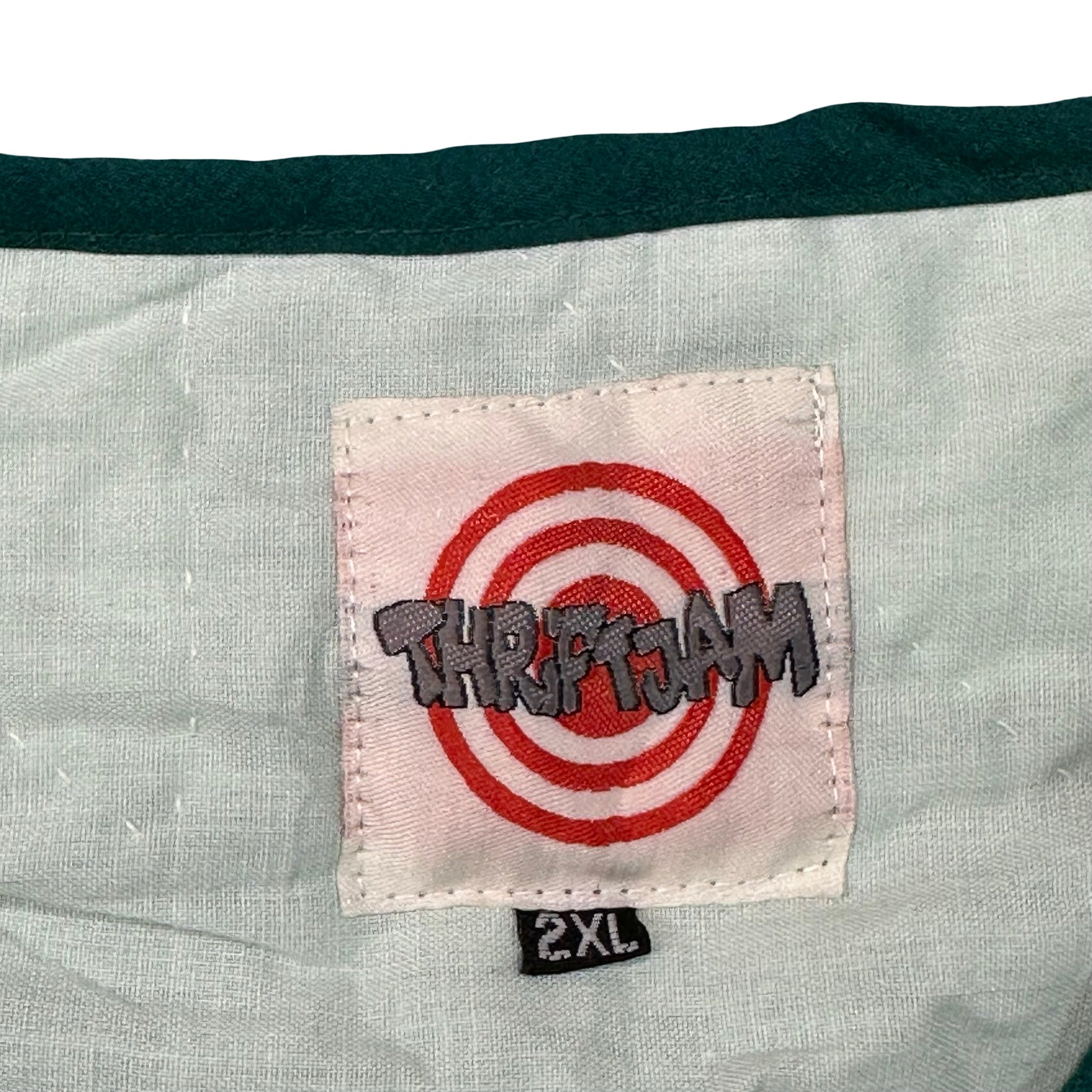 Clover Churn Dash quilted vest rework, ThriftJam brand label size 2XL
