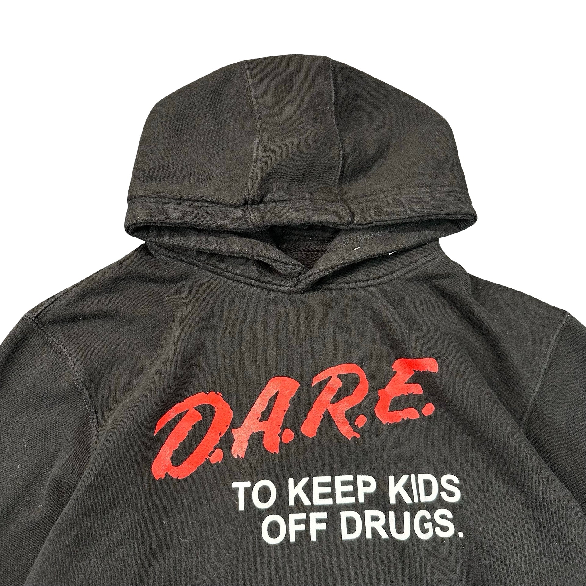 Vintage DARE To Keep Kids Off Drugs Graphic Hoodie Black Mens M