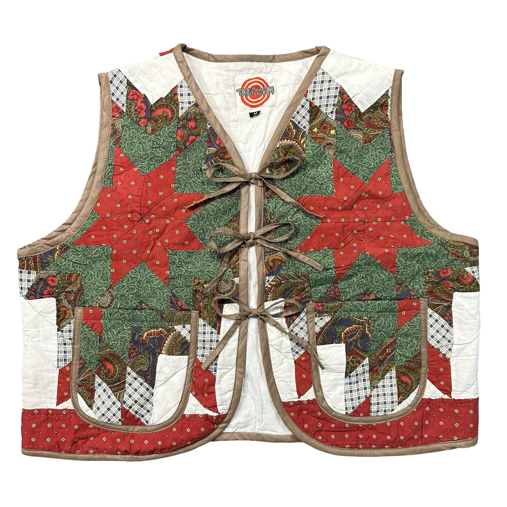 Paisley Star Patchwork M quilted vest rework - front