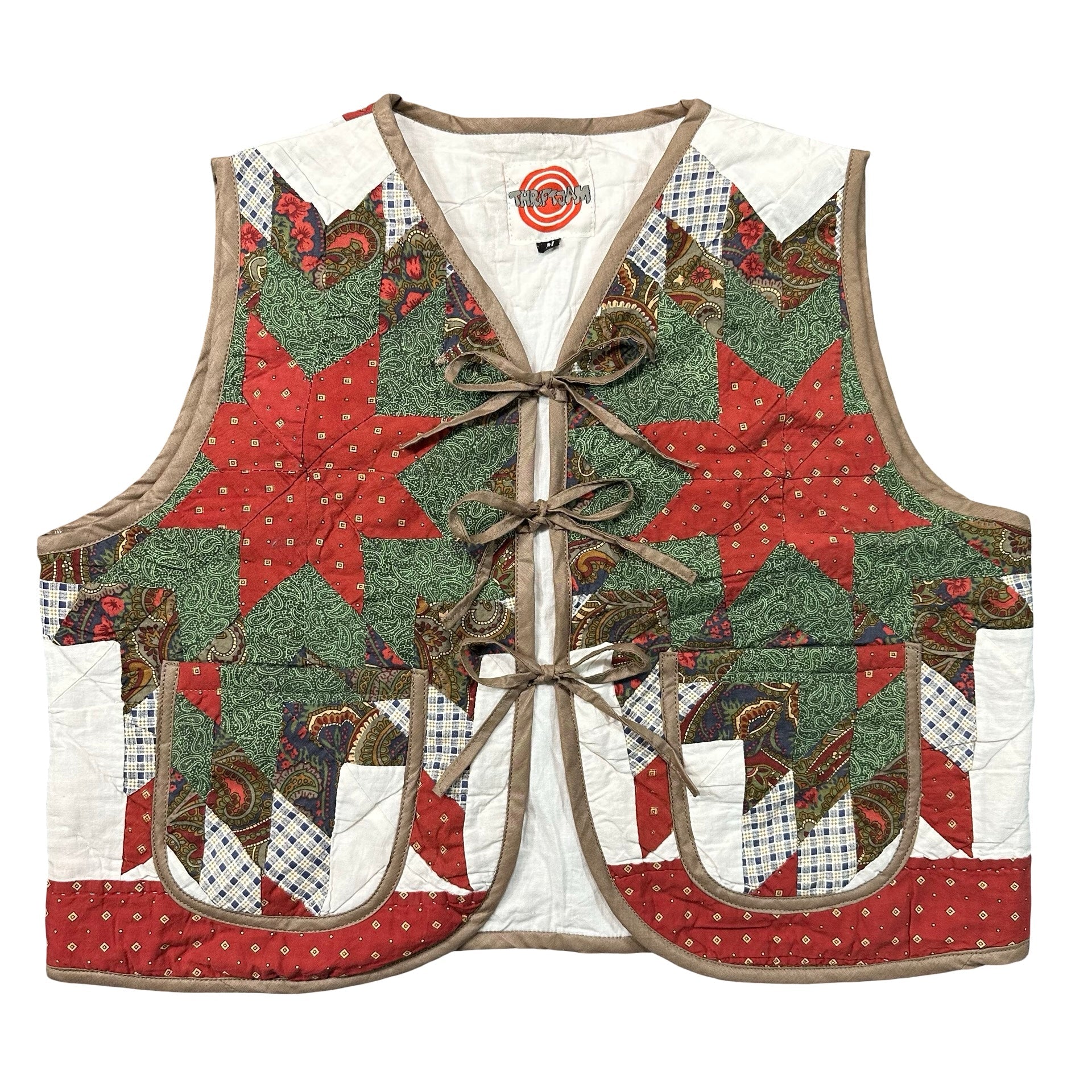 Paisley Star Patchwork M quilted vest rework - front
