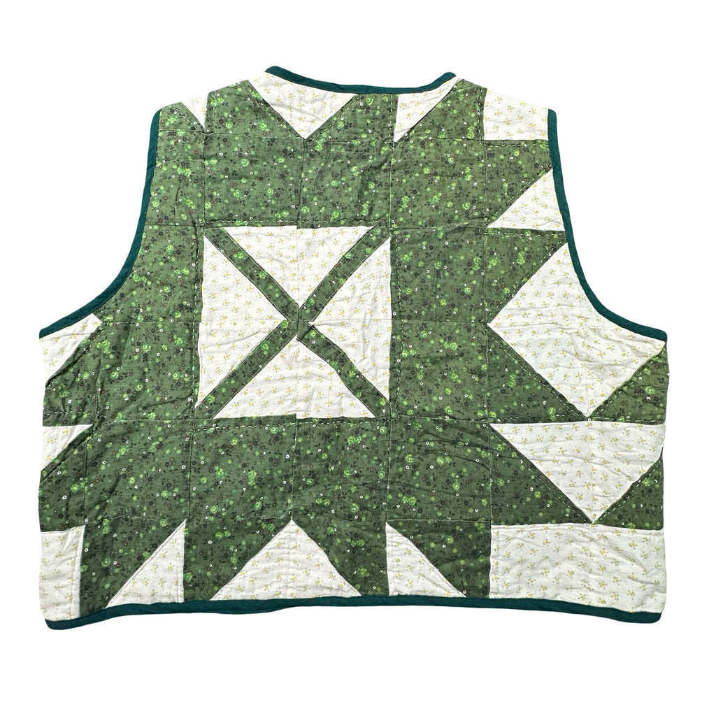 Clover Churn Dash quilted vest rework, back