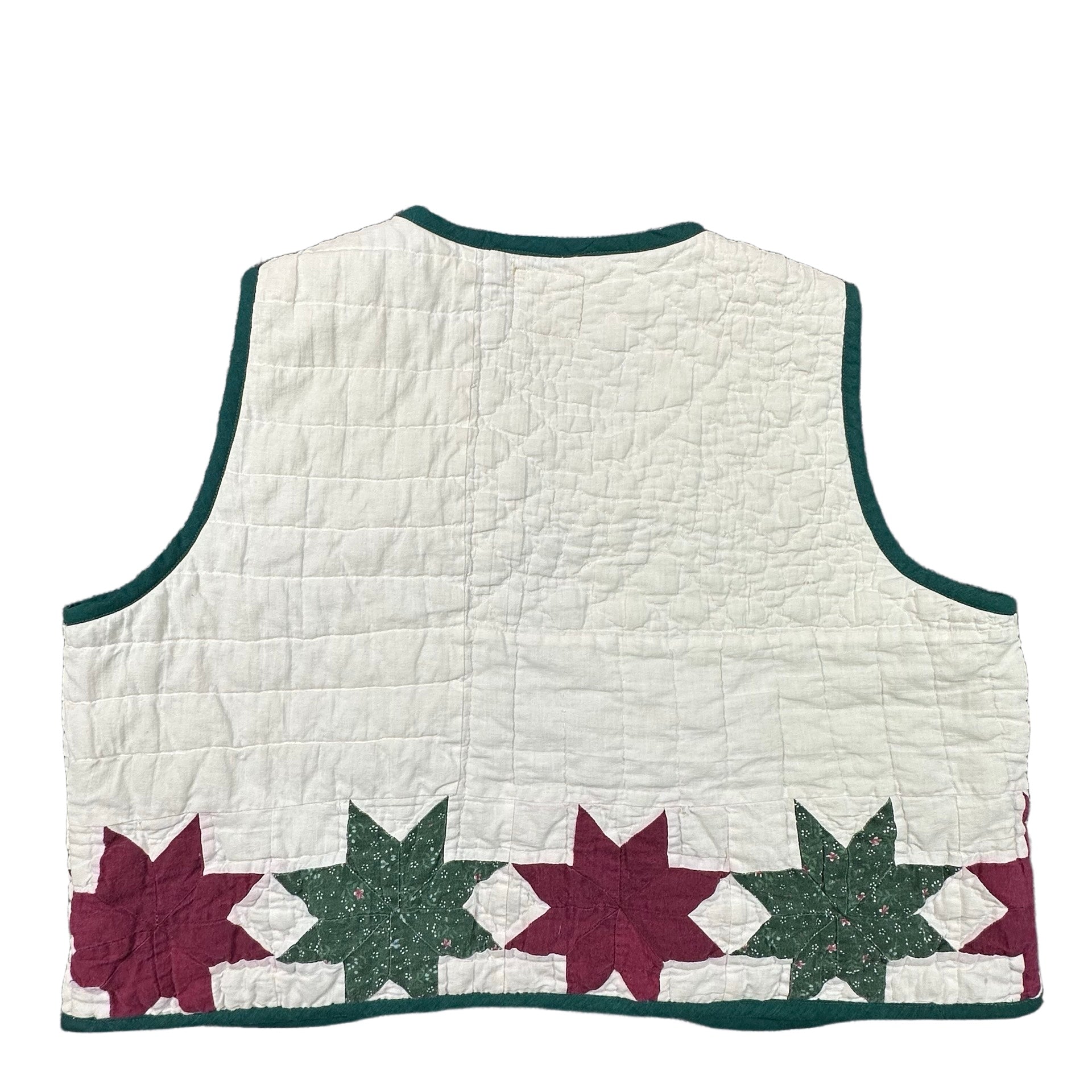 Cranberry & Pine Star XL quilted vest rework, back