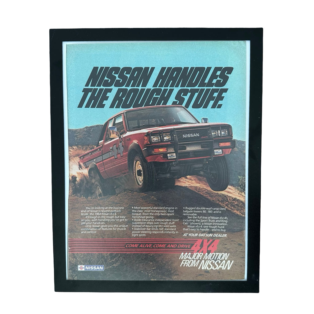 Nissan Handles The Rough Stuff 4x4 Pickup Truck Framed Vintage Magazine Ad