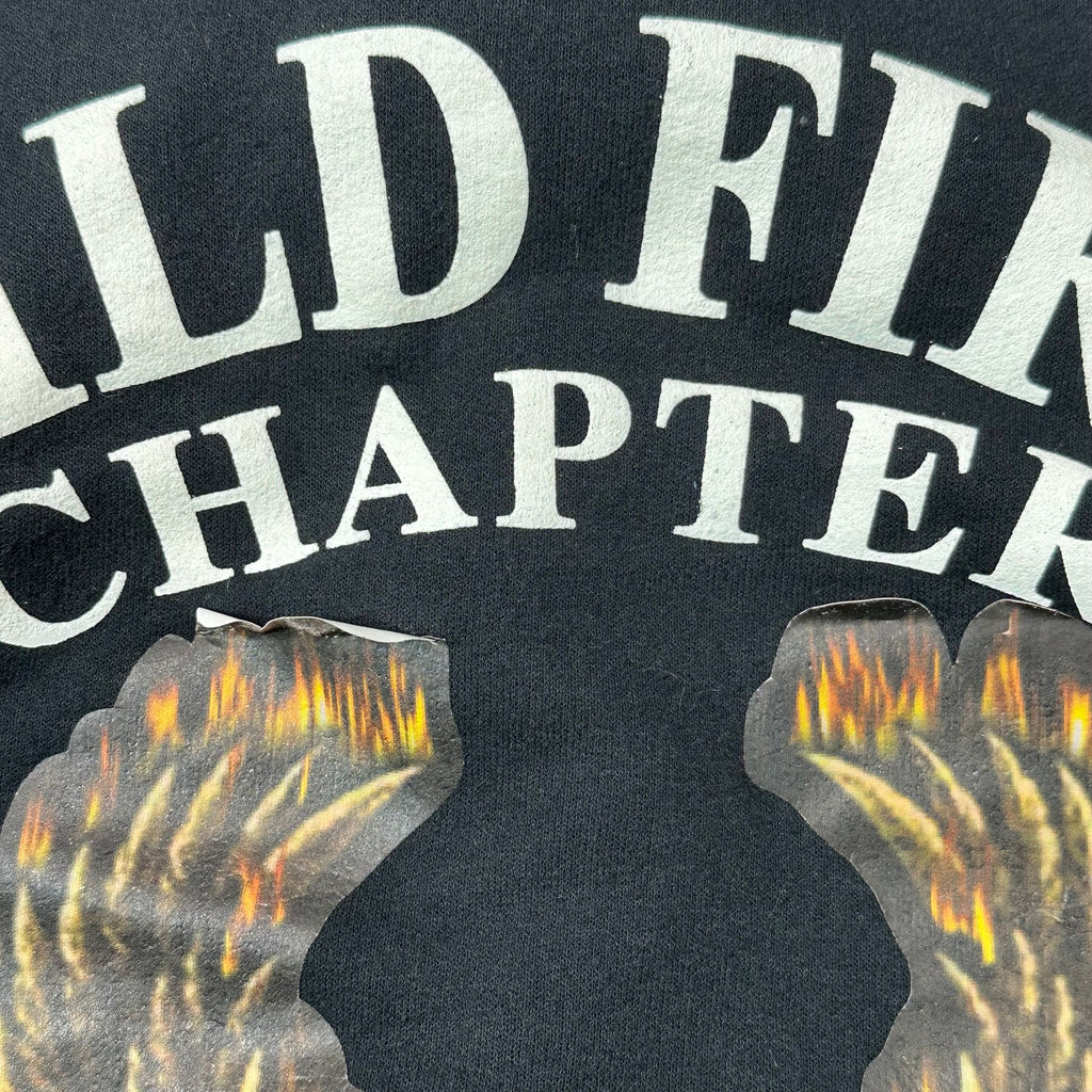 Vintage HOG Wild Fire Chapter Peshtigo Wisconsin Flame Zip Hoodie Black L