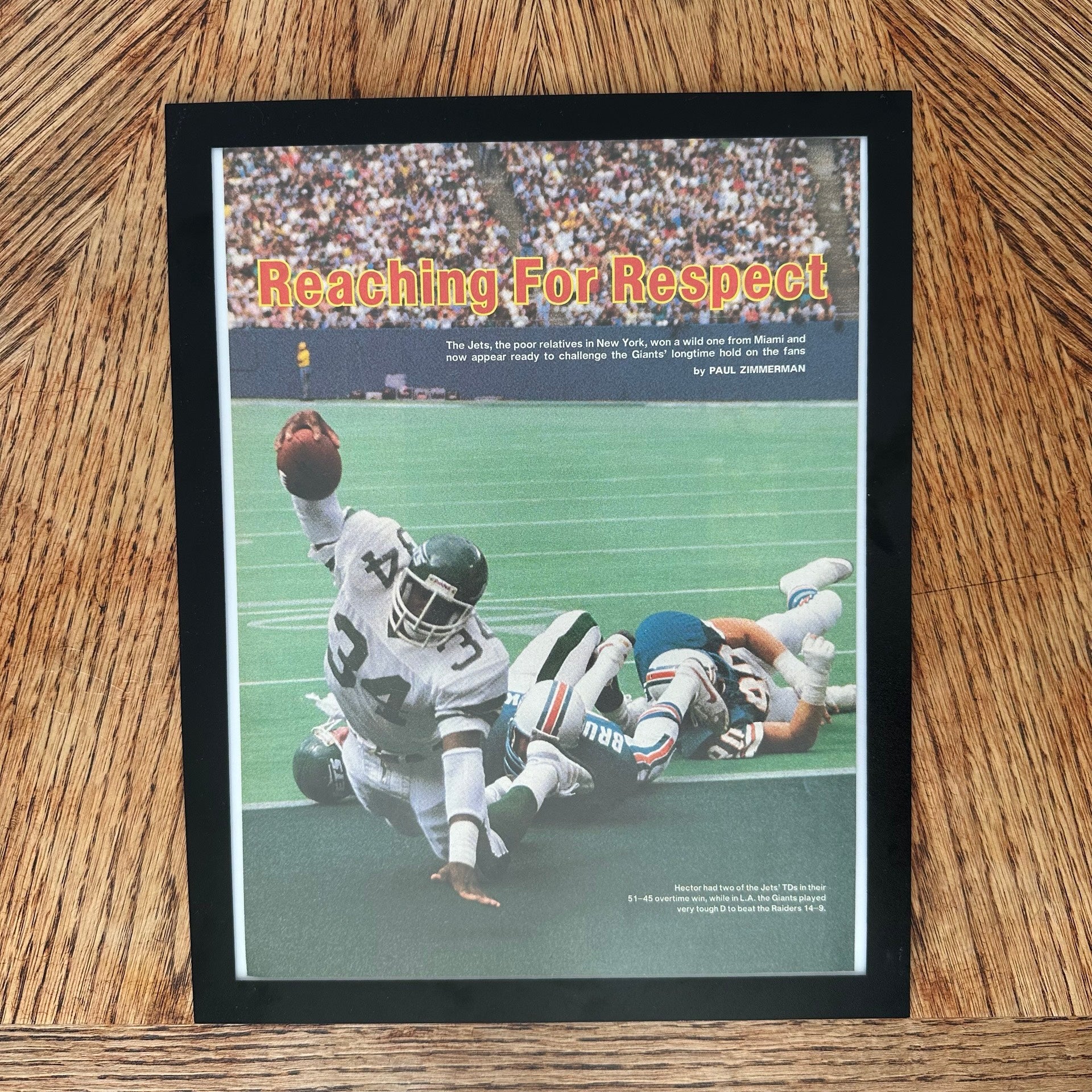 New York Jets Reaching For Respect 1986 Framed Vintage Magazine Page