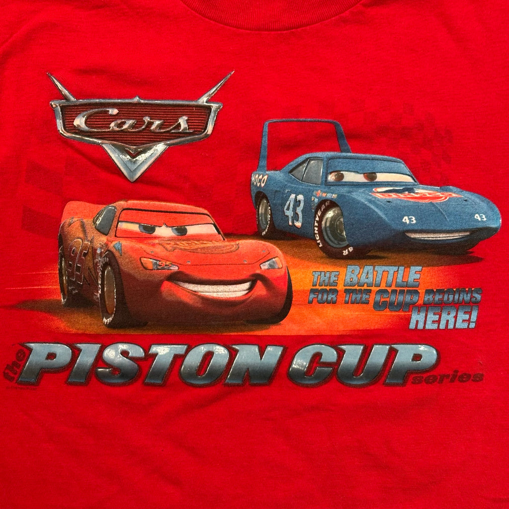Vintage Disney Pixar Cars Piston Cup Lightning McQueen T-Shirt Red Kids L