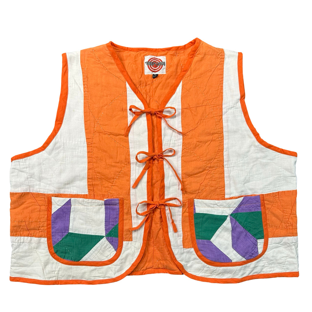 Marigold Card Trick quilted vest rework, size 2XL, front