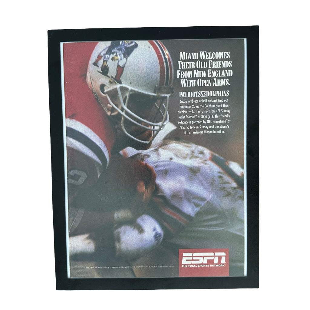 ESPN NFL Dolphins vs Patriots Miami Welcomes Framed Vintage Magazine Ad