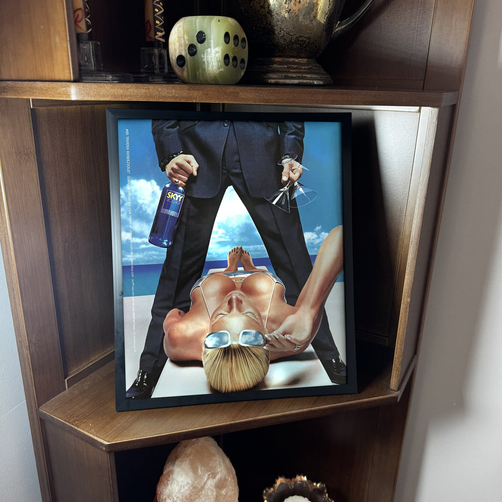 Vintage Skyy Vodka Blue Bottle Ad 10x12 Framed Magazine Print