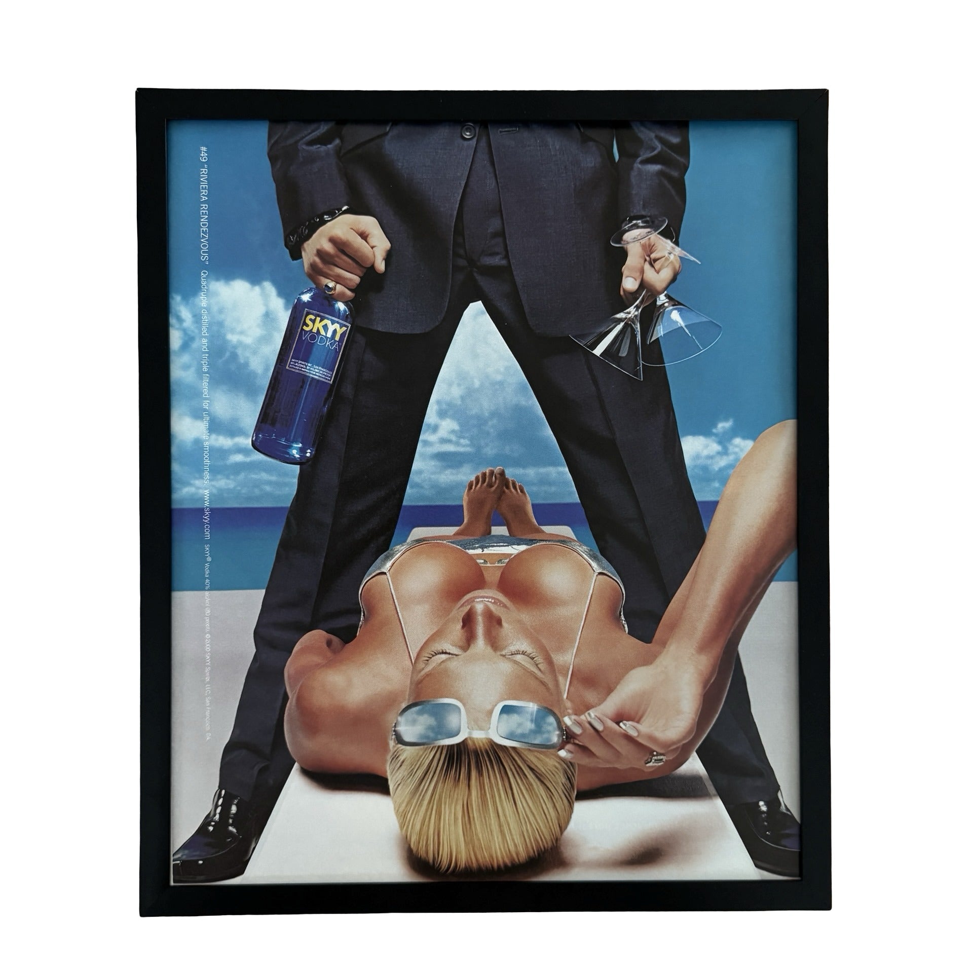 Vintage Skyy Vodka Blue Bottle Ad 10x12 Framed Magazine Print