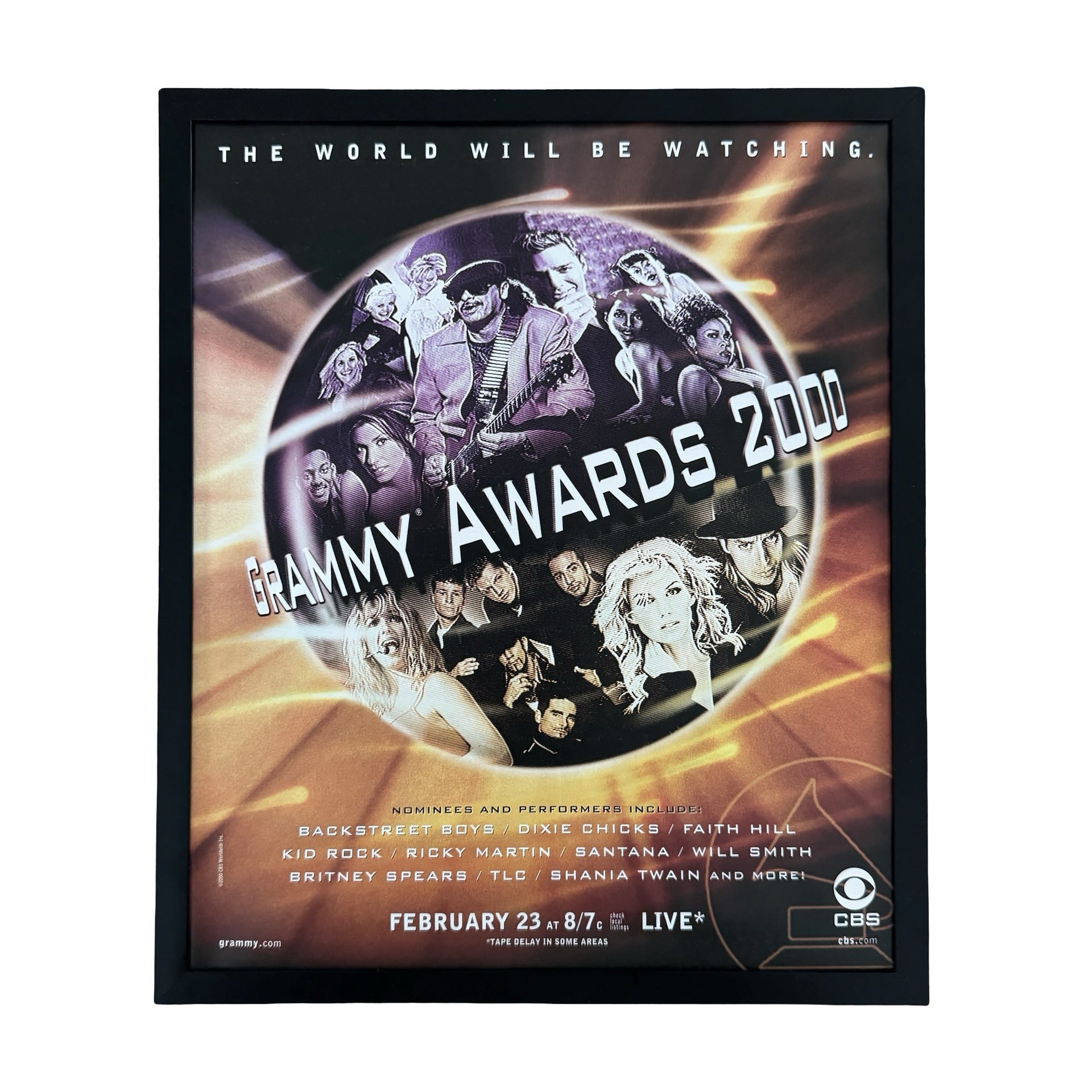 Vintage 2000 Grammy Awards CBS TV Ad 10x12 Framed Magazine Print