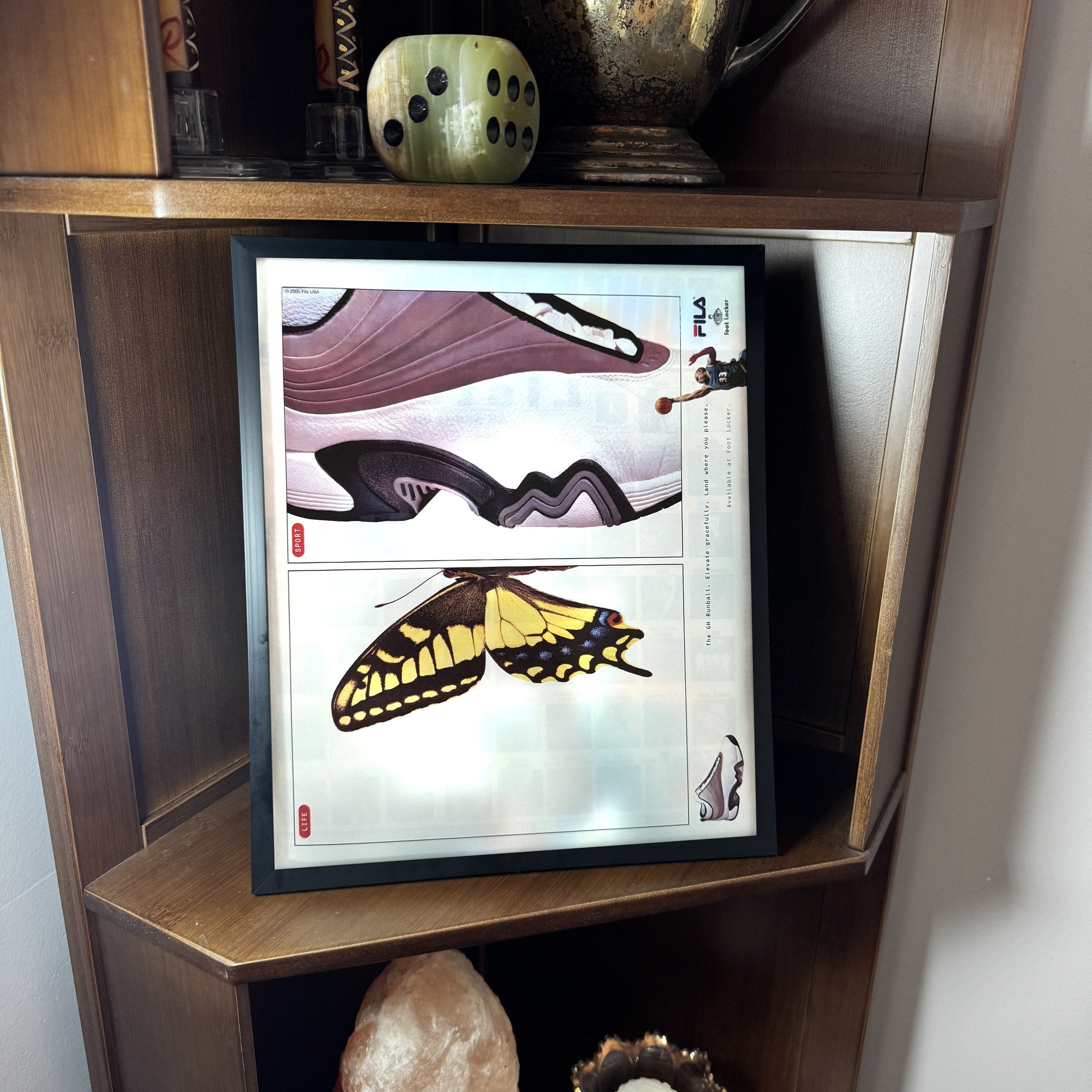 Vintage FILA Sneakers Butterfly Ad 10x12 Framed Magazine Print