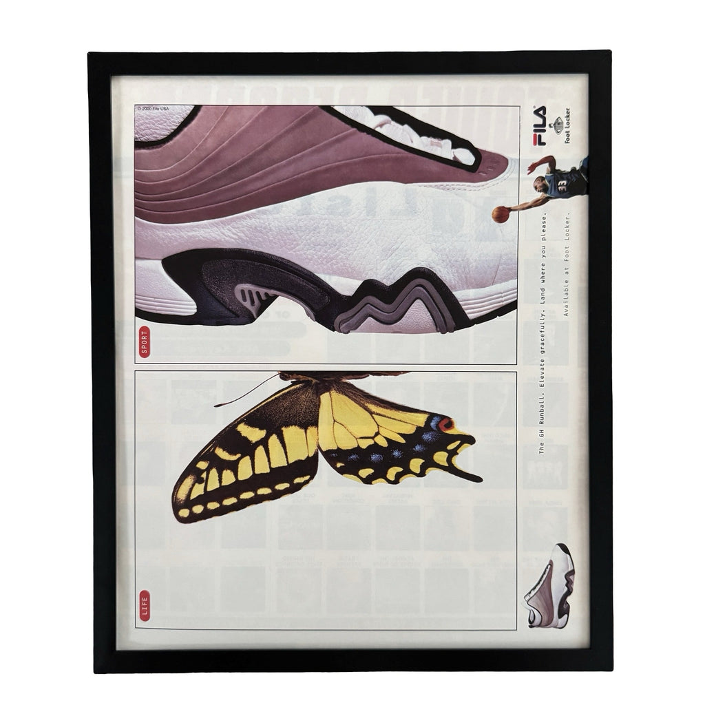 Vintage FILA Sneakers Butterfly Ad 10x12 Framed Magazine Print