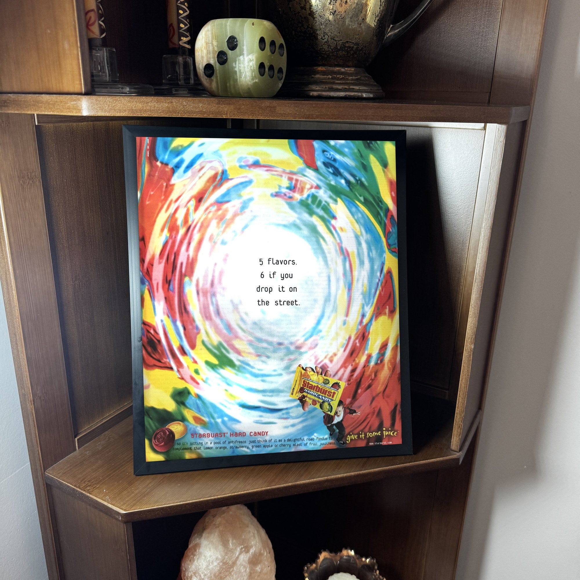 Vintage Skittles Candy Color Swirl Ad 10x12 Framed Magazine Print