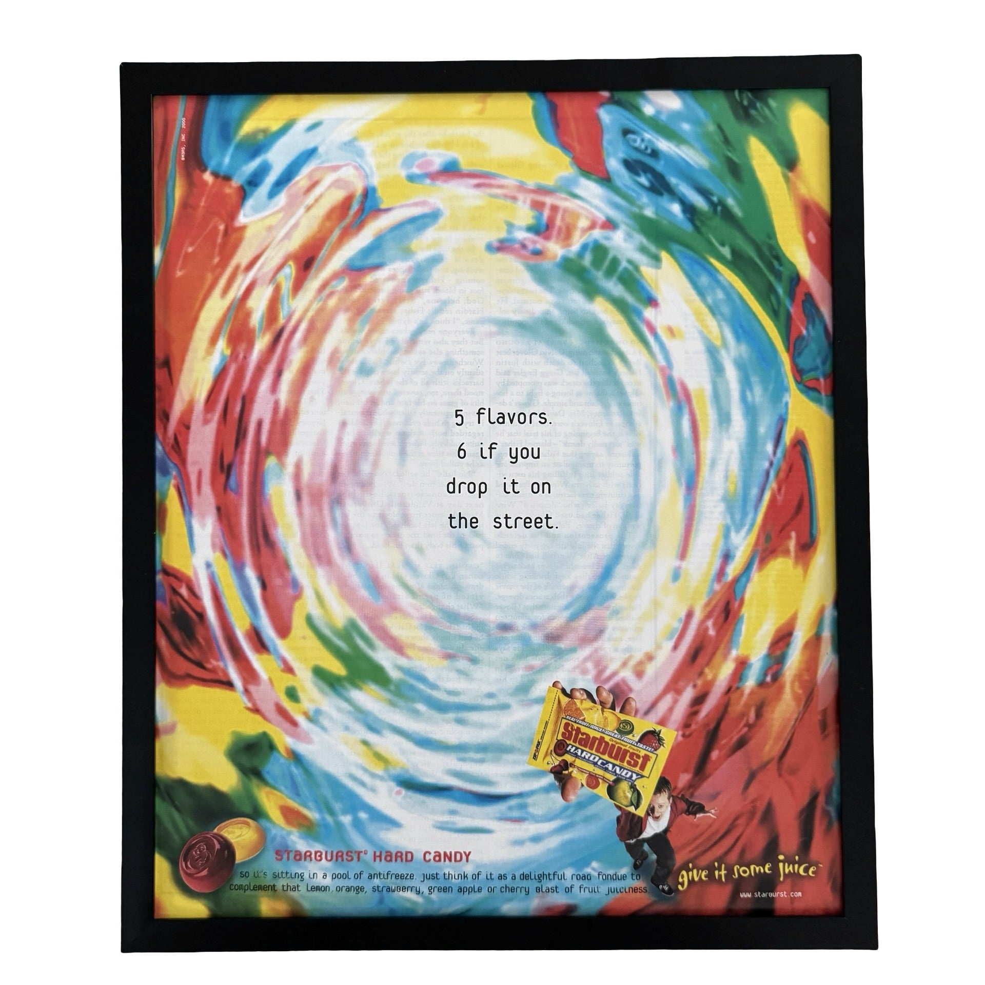 Vintage Skittles Candy Color Swirl Ad 10x12 Framed Magazine Print