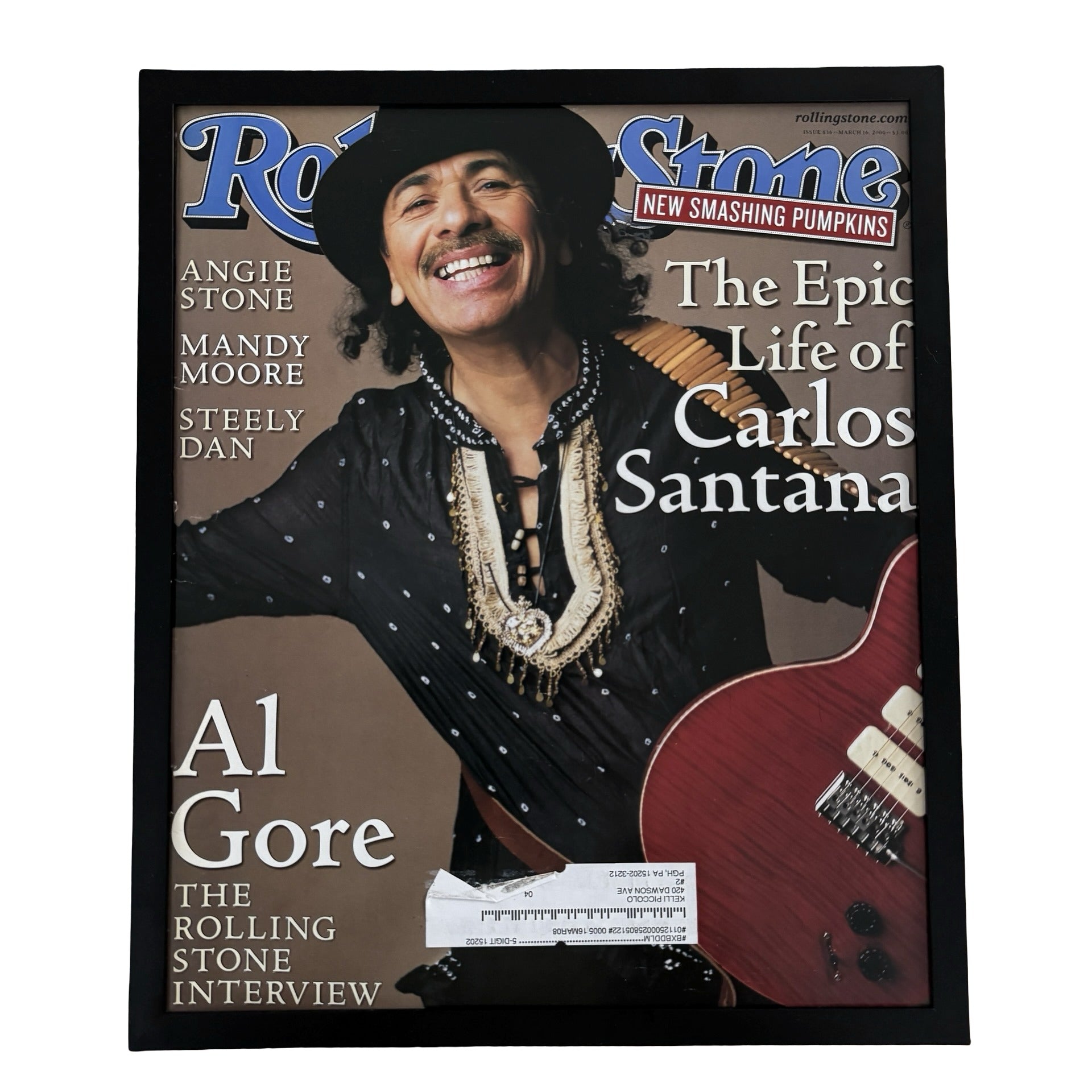 Vintage Carlos Santana Rolling Stone Cover 10x12 Framed Magazine Print