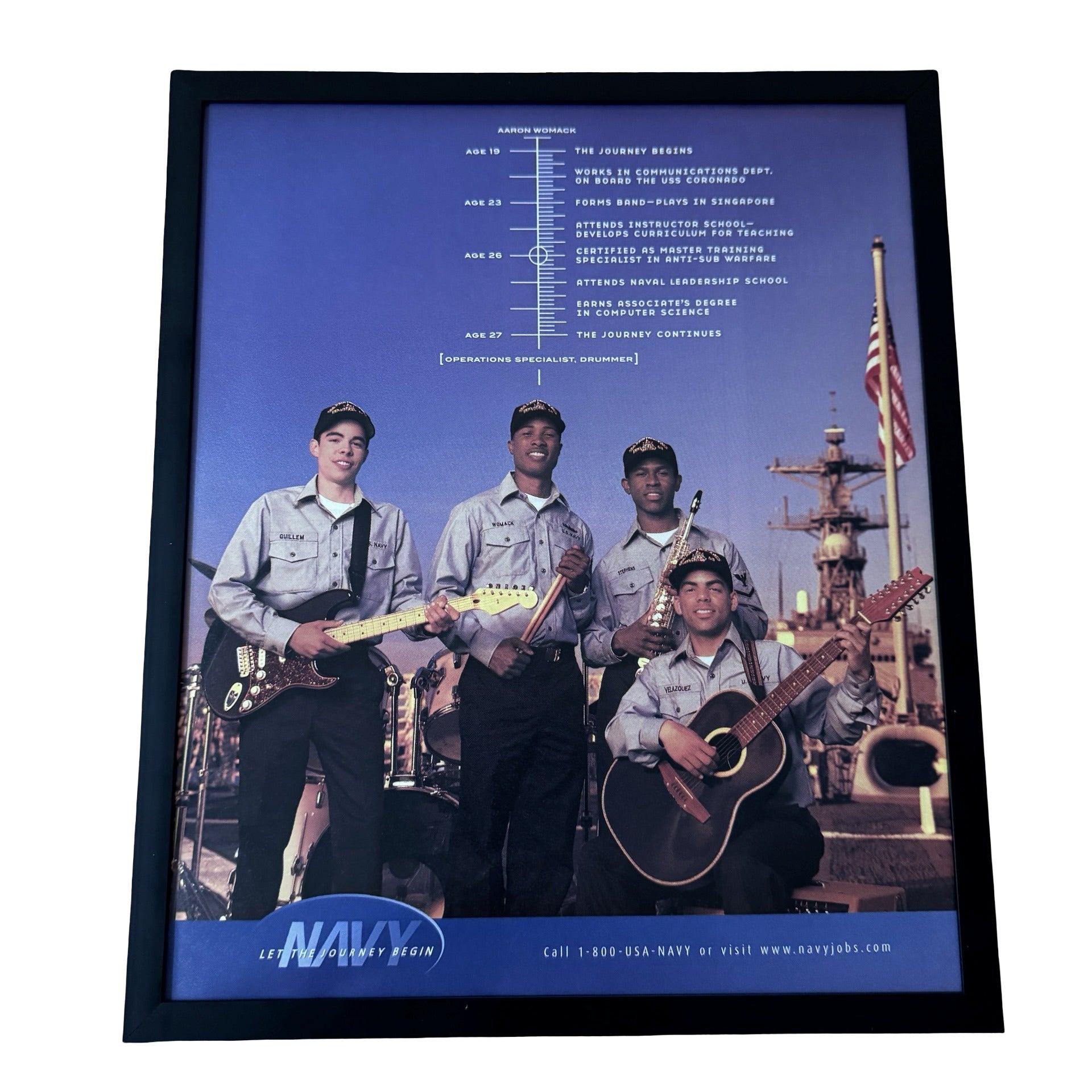 Vintage US Navy Band Recruiting Ad 10x12 Framed Magazine Print