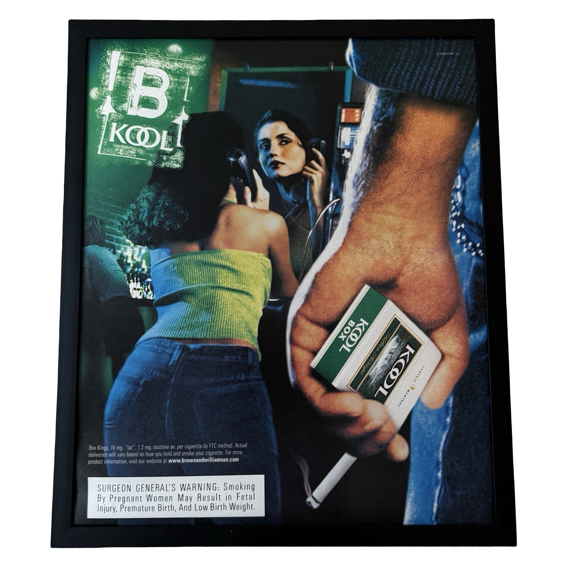 Vintage Kool Phone Booth Cigarette Ad 10x12 Framed Magazine Print