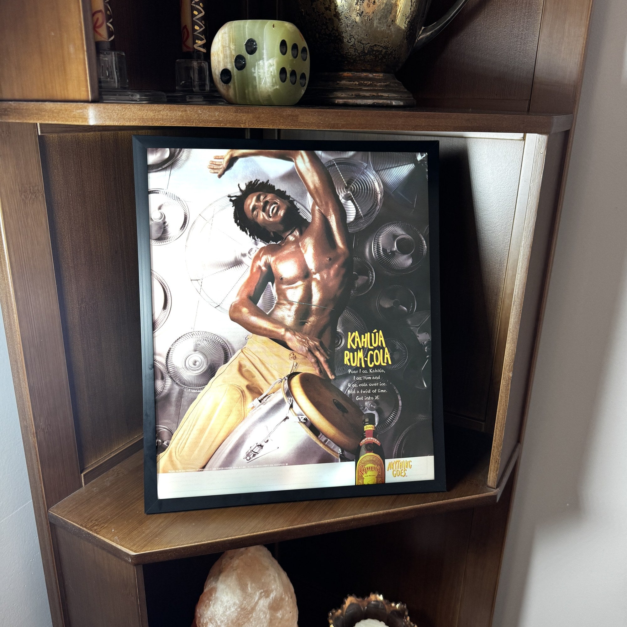 Vintage Kahlua Rum and Cola Cocktail Ad 10x12 Framed Magazine Print
