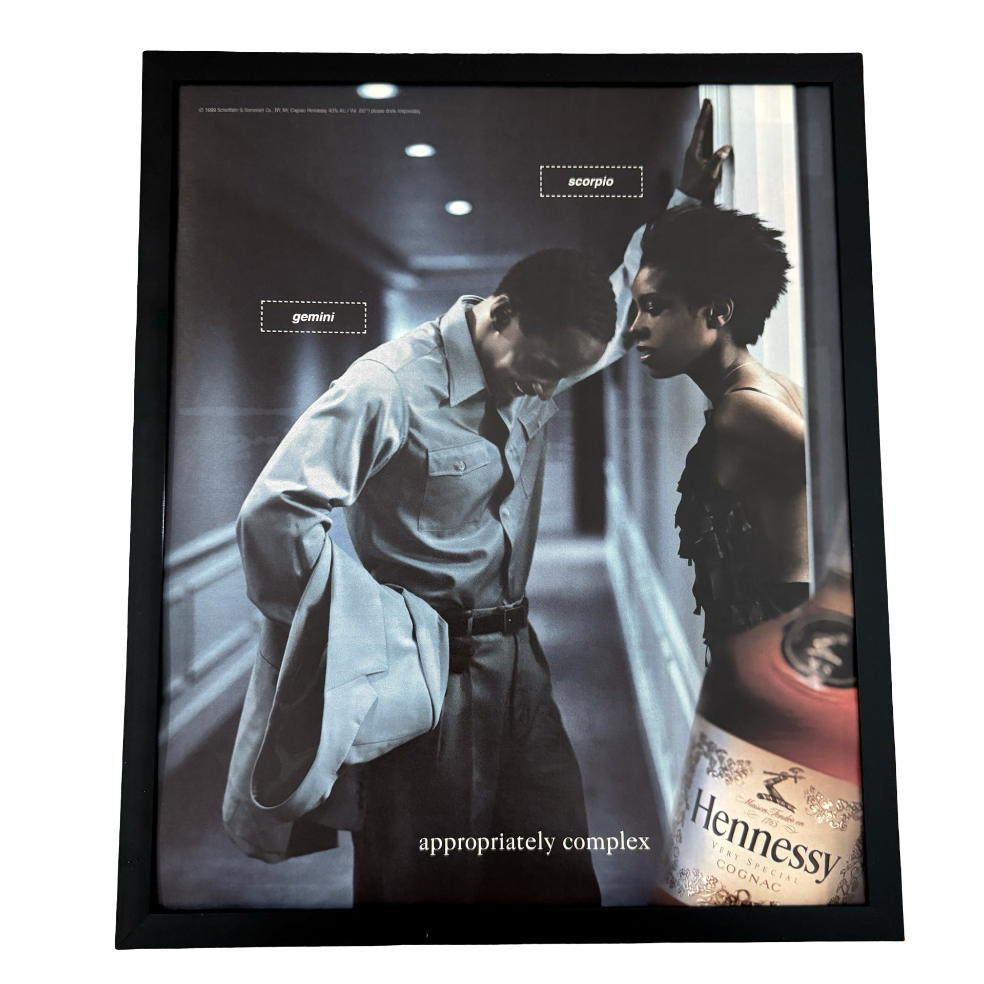 Vintage Hennessy Gemini Scorpio Cognac Ad 10x12 Framed Magazine Print