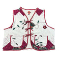 Cream Floral Applique 2XL quilted vest rework, front