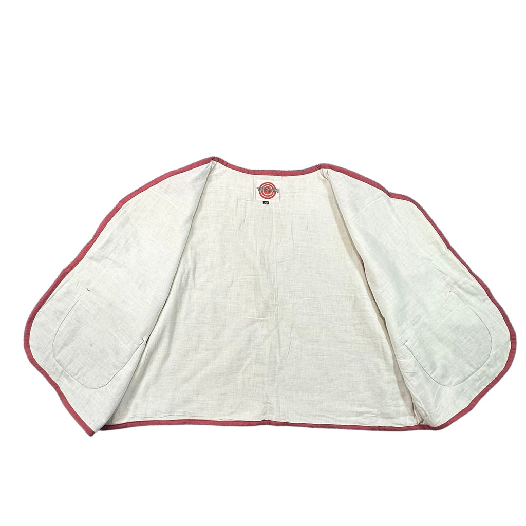 Cream Floral Applique 2XL quilted vest rework, interior lining