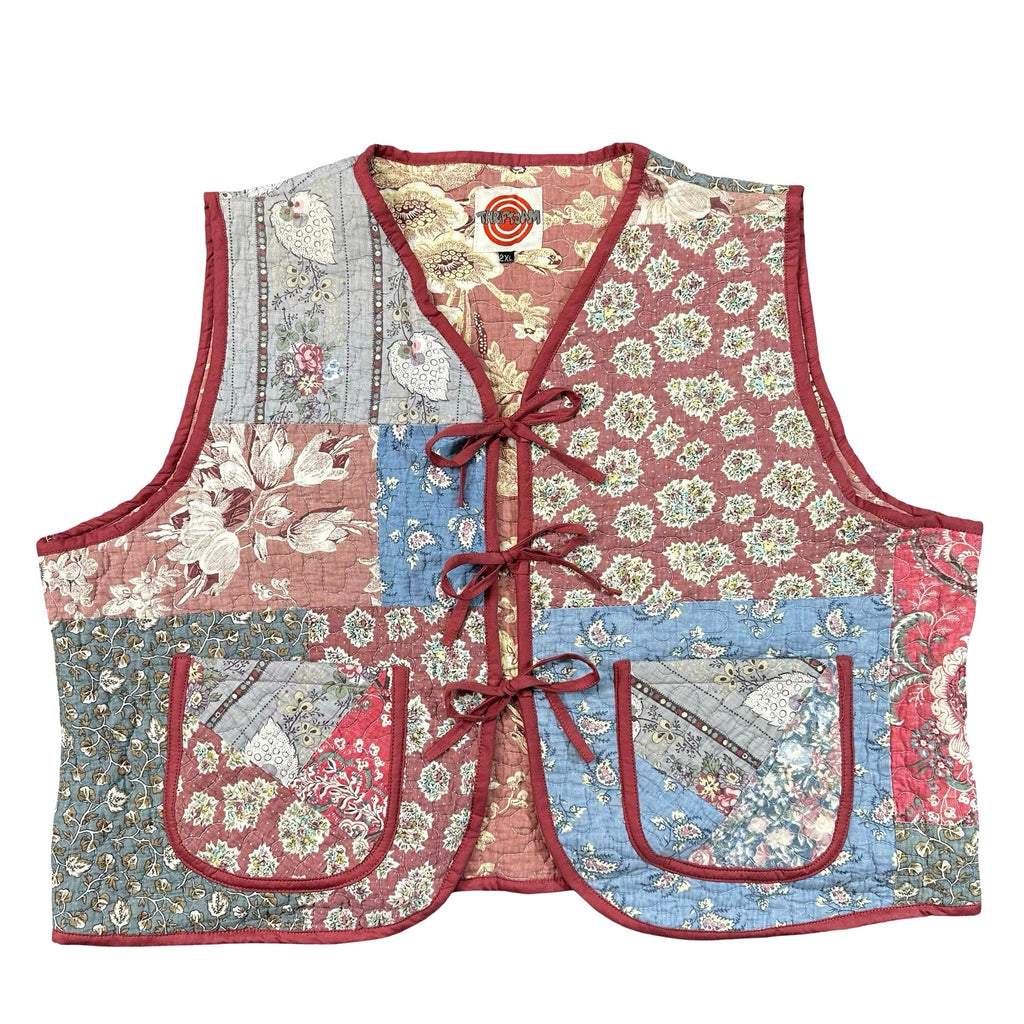 Country Calico 2XL quilted vest rework, front