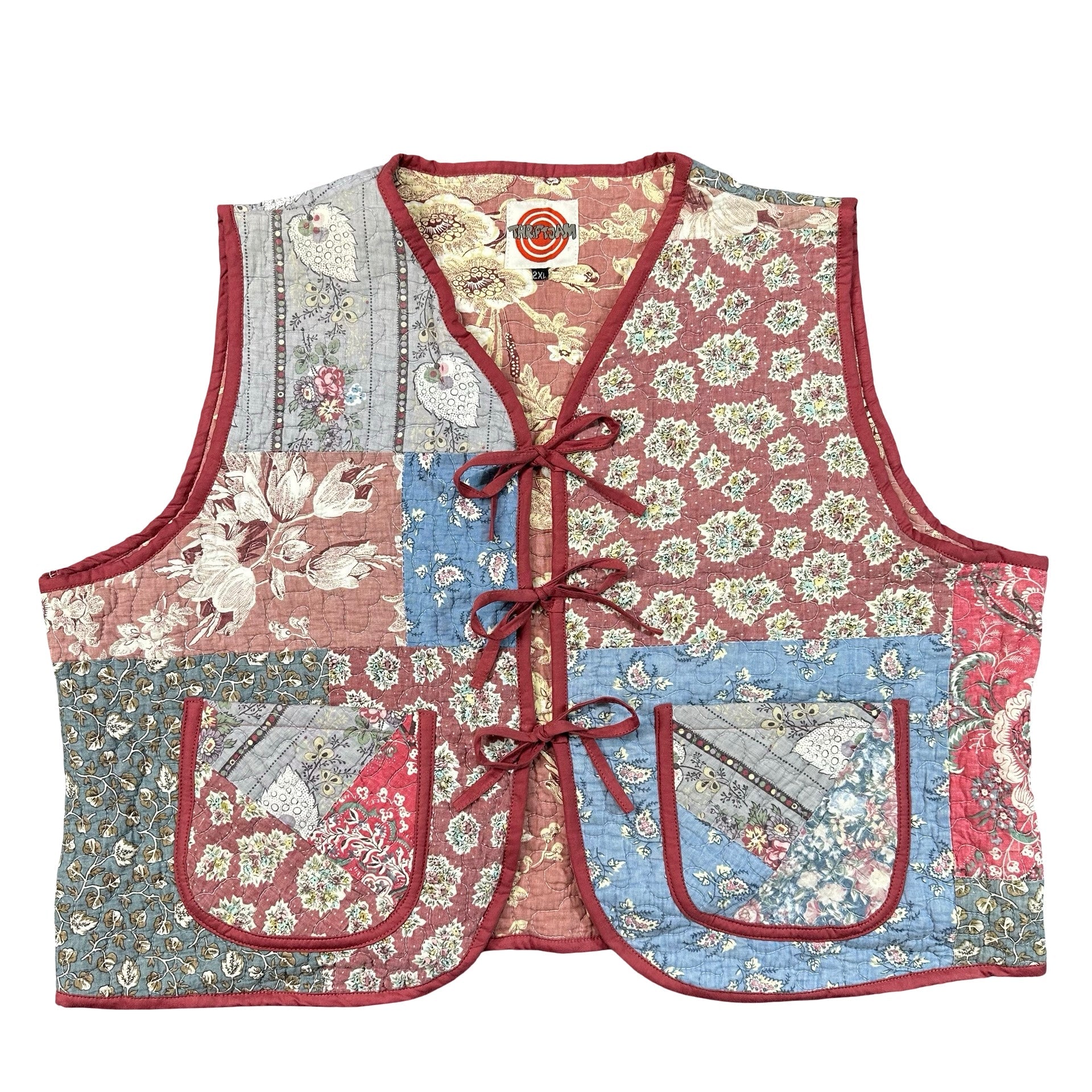 Country Calico 2XL quilted vest rework, front