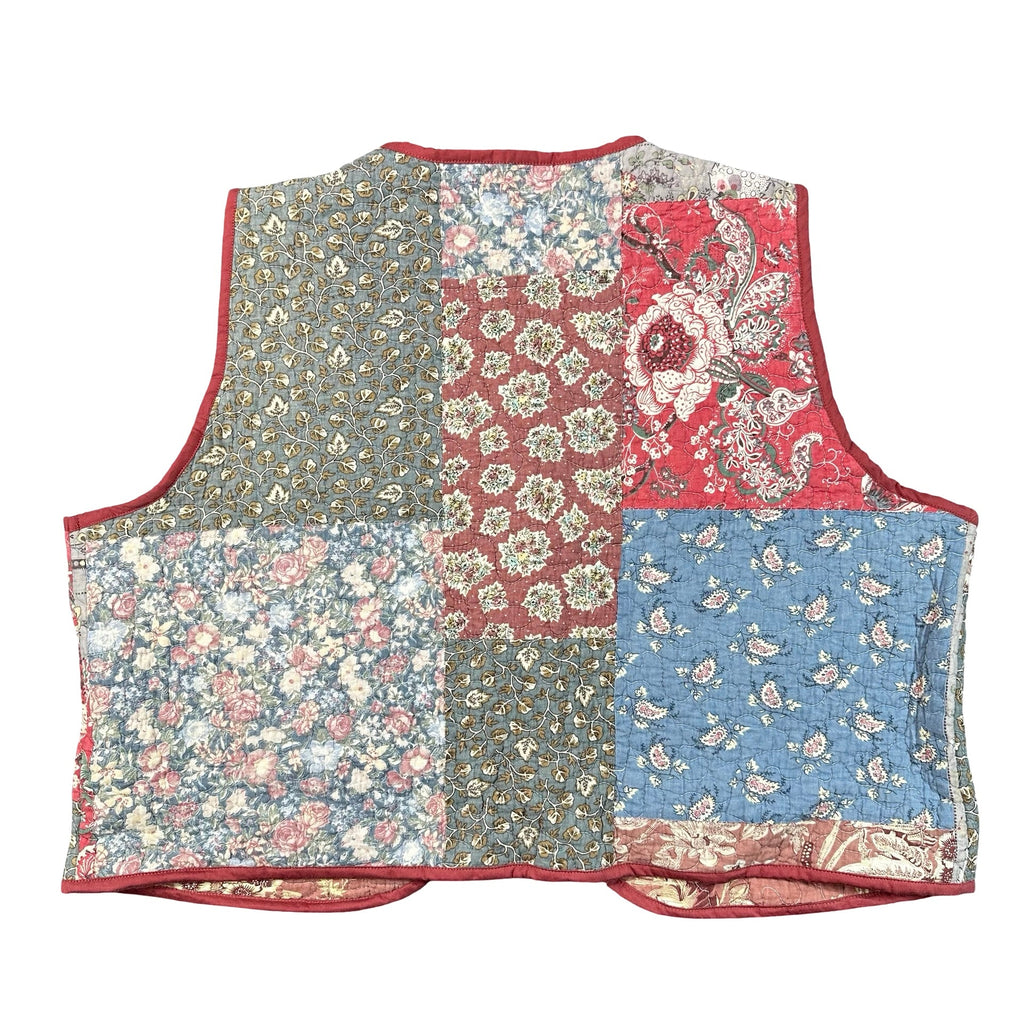 Country Calico 2XL quilted vest rework, back