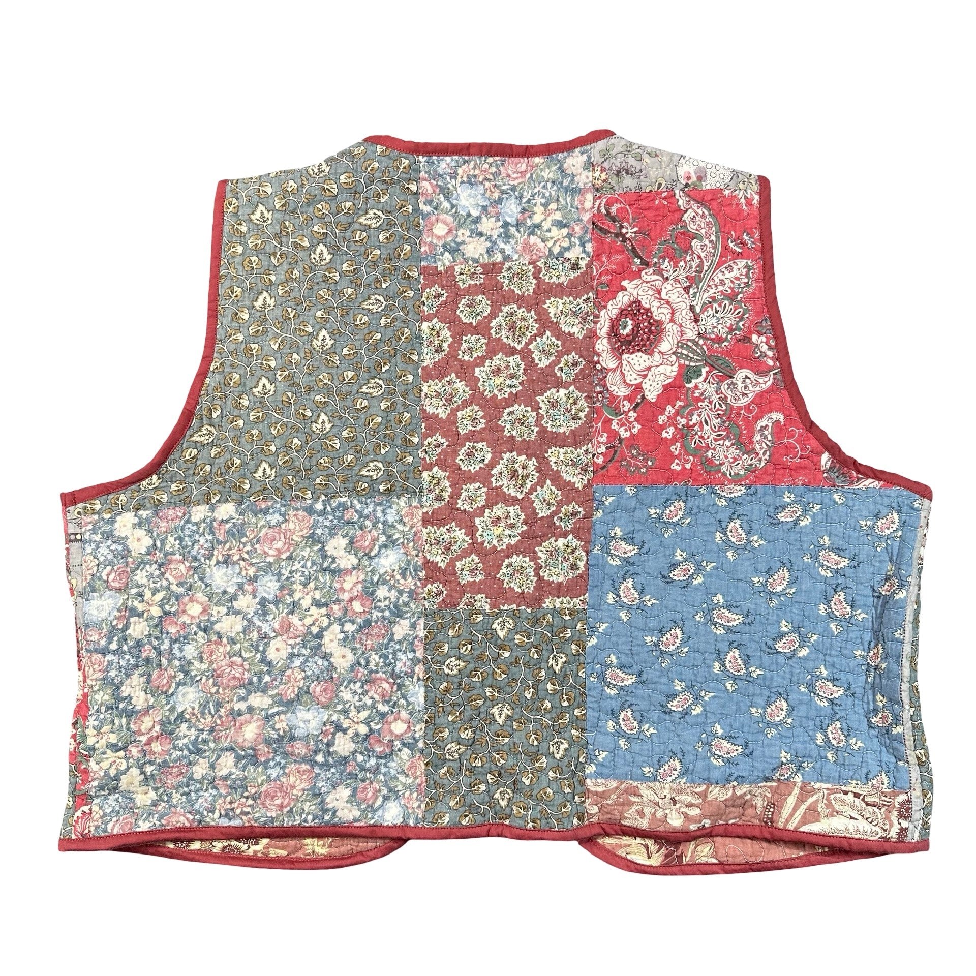 Country Calico 2XL quilted vest rework, back