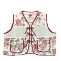 Coral Chrysanthemum 2XL quilted vest rework, front