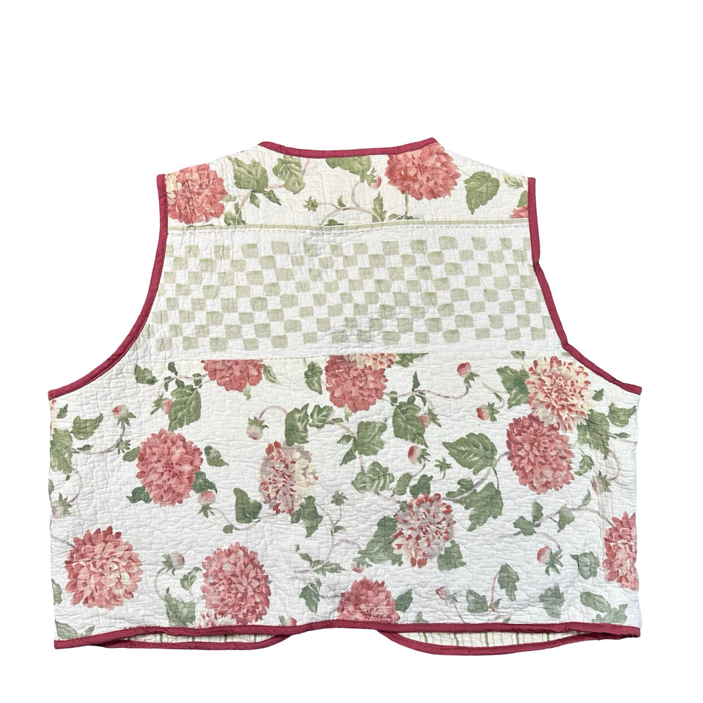 Coral Chrysanthemum 2XL quilted vest rework, back