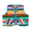 Rainbow Batik Stripe quilted vest rework, size 2XL, front