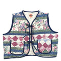 Navy Cottage Floral 2XL quilted vest rework, front