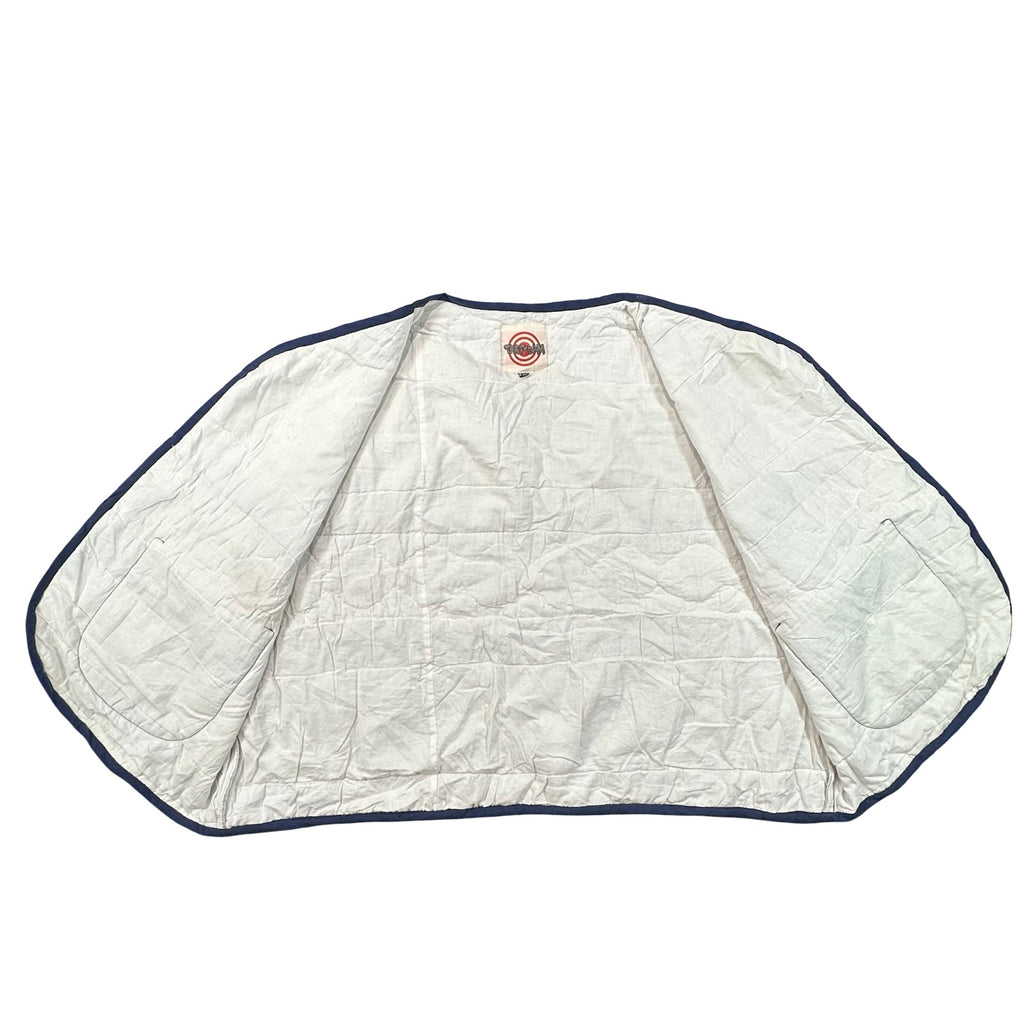 Navy Cottage Floral 2XL quilted vest rework, interior lining