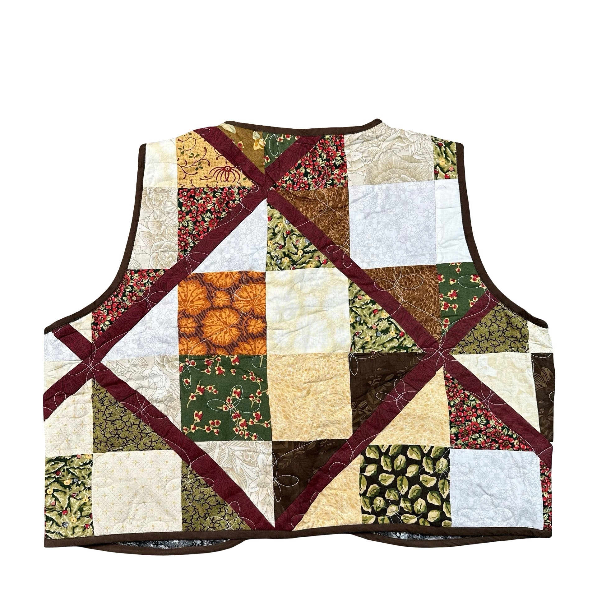 Woodland Patchwork 2XL quilted vest rework, back
