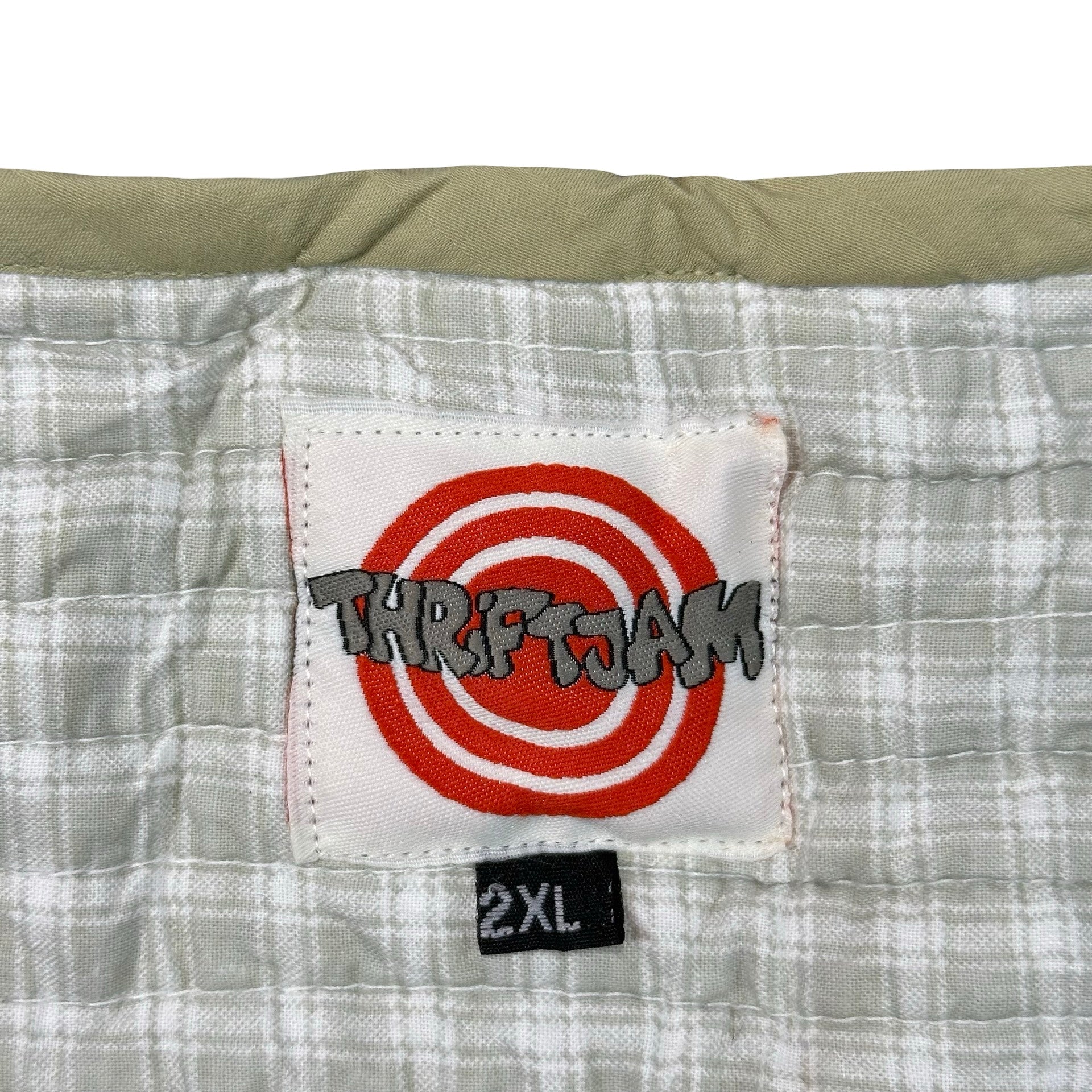 Sage Gingham and Rose 2XL quilted vest rework, ThriftJam brand label size 2XL