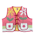 Pink Daisy Applique quilted vest rework, size 2XL, front