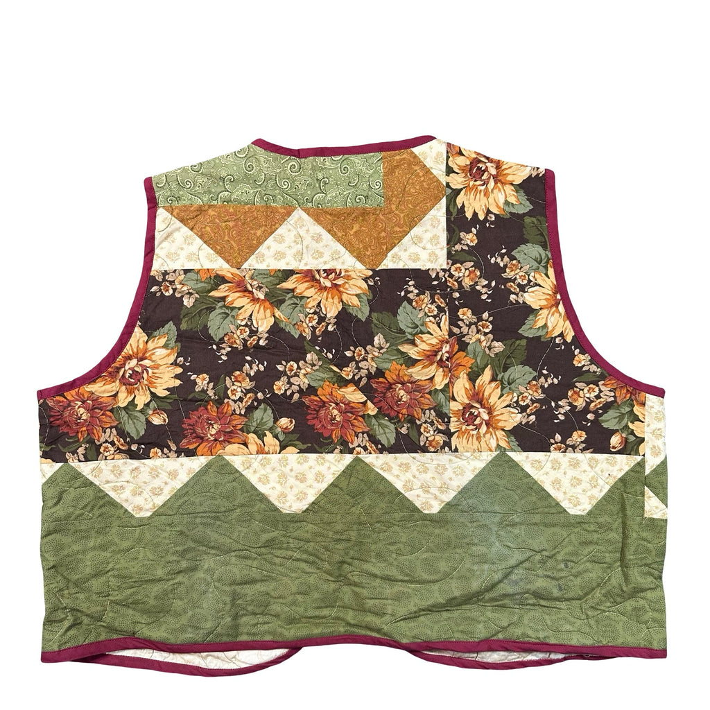 Autumn Sunflower 2XL quilted vest rework, back